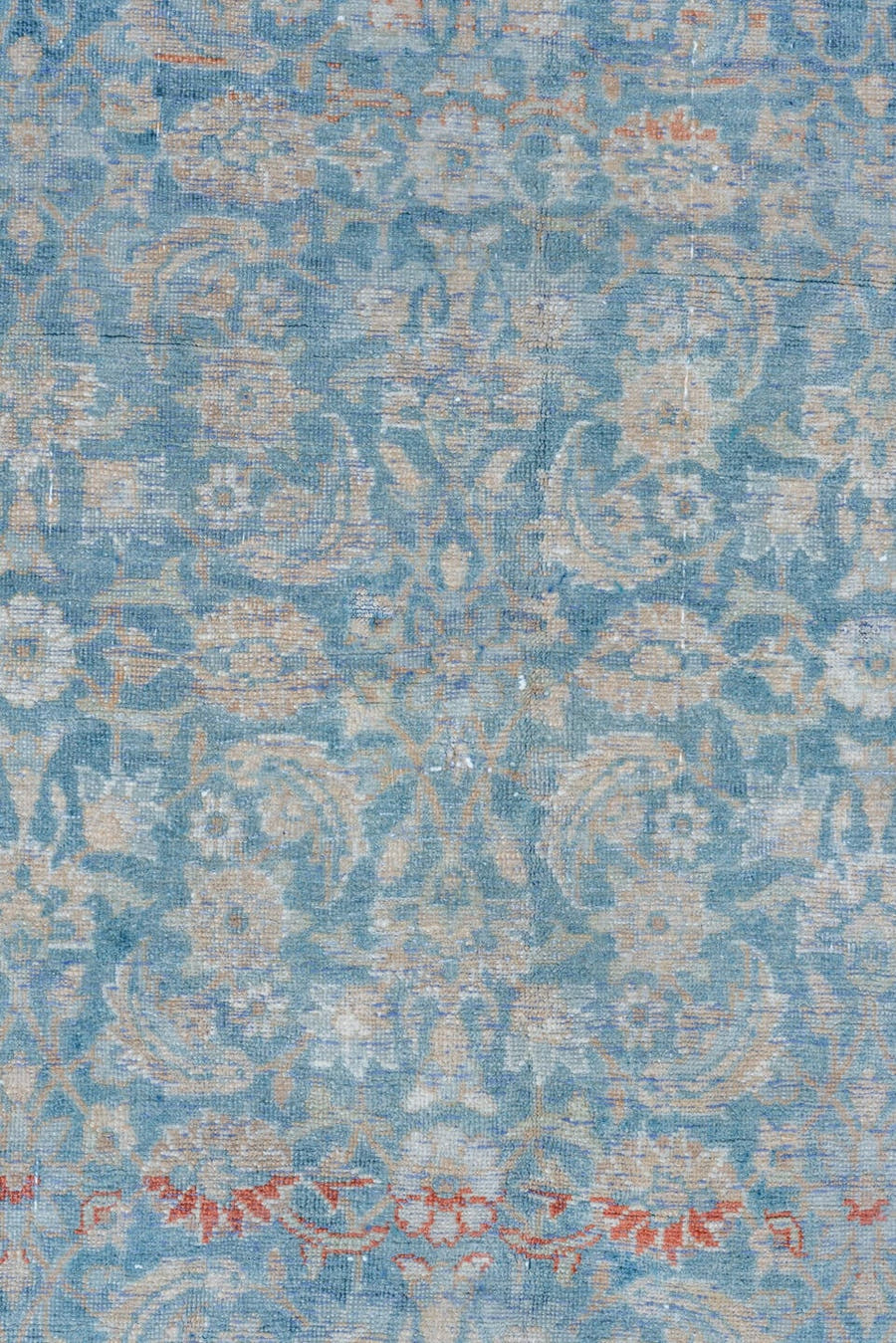 12' x 19' one-of-a-kind handmade vintage Tabriz oversize rug. Color palette: pale blue, ivory, blush, sky blue, cream