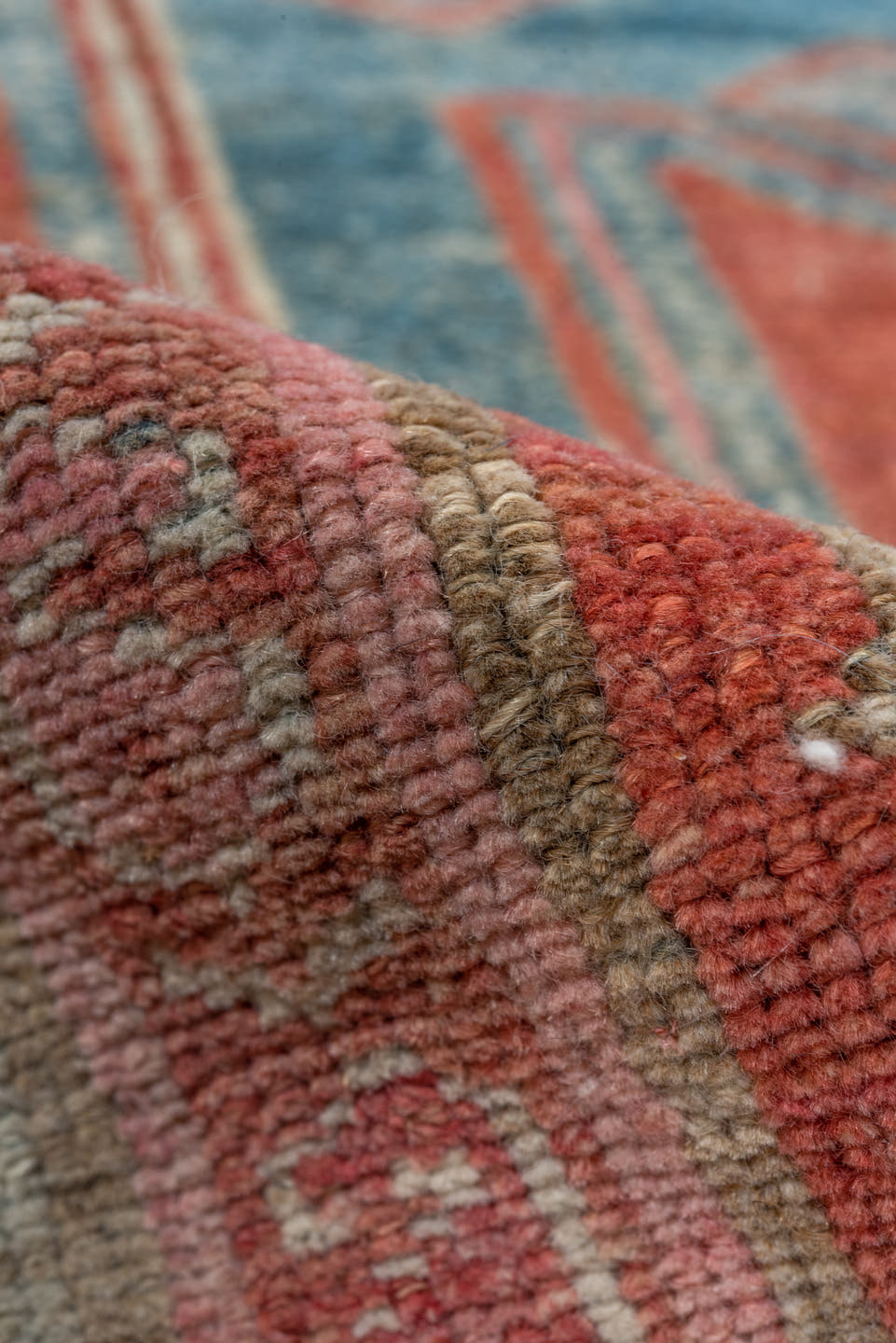 3' x 6' one-of-a-kind handmade vintage Malayer small size rug. Color palette: terra cotta, ivory, sky blue, rose, rust