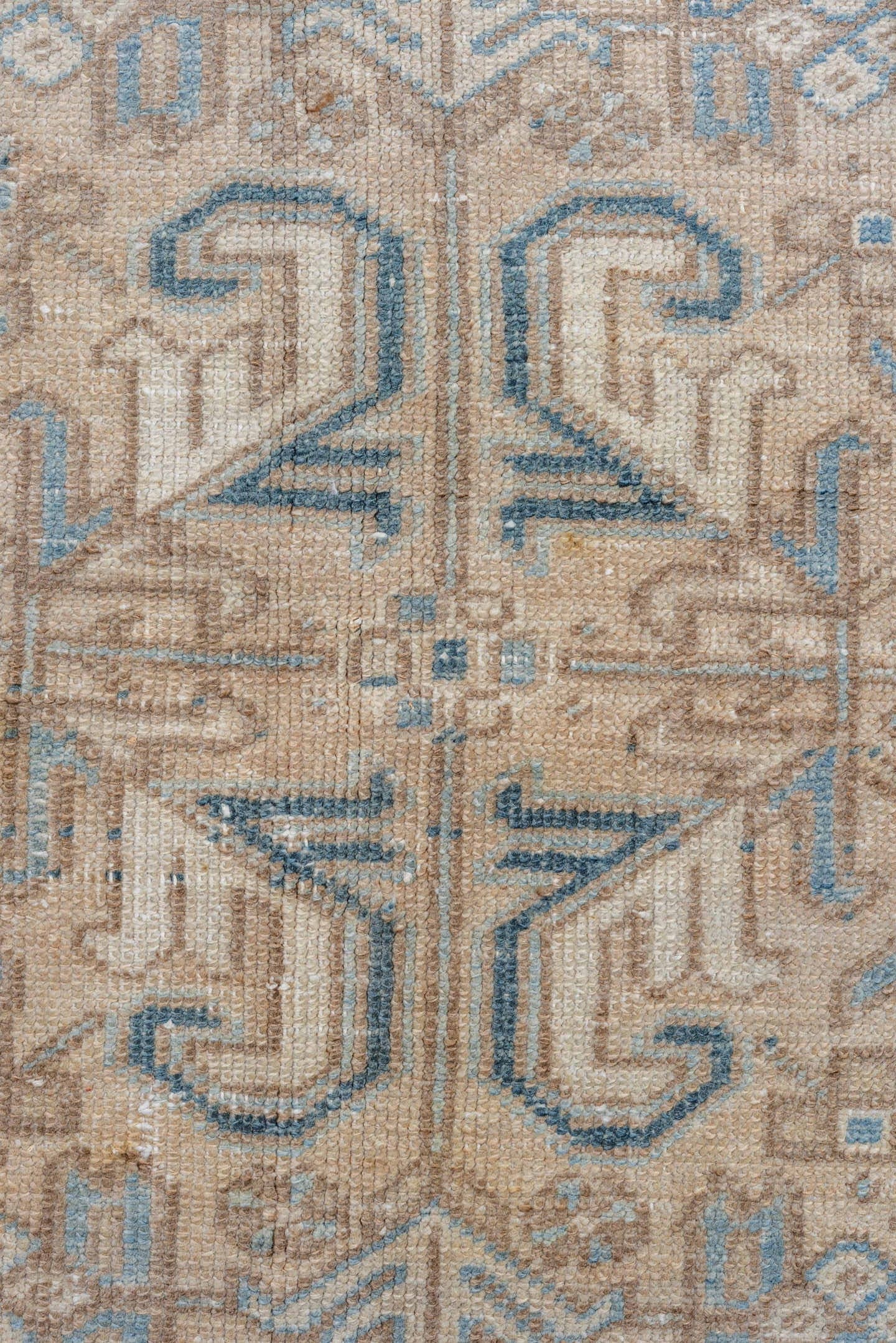 6' x 8' one-of-a-kind handmade vintage Heriz medium size rug. Color palette: ivory, sky blue, beige, taupe, cream