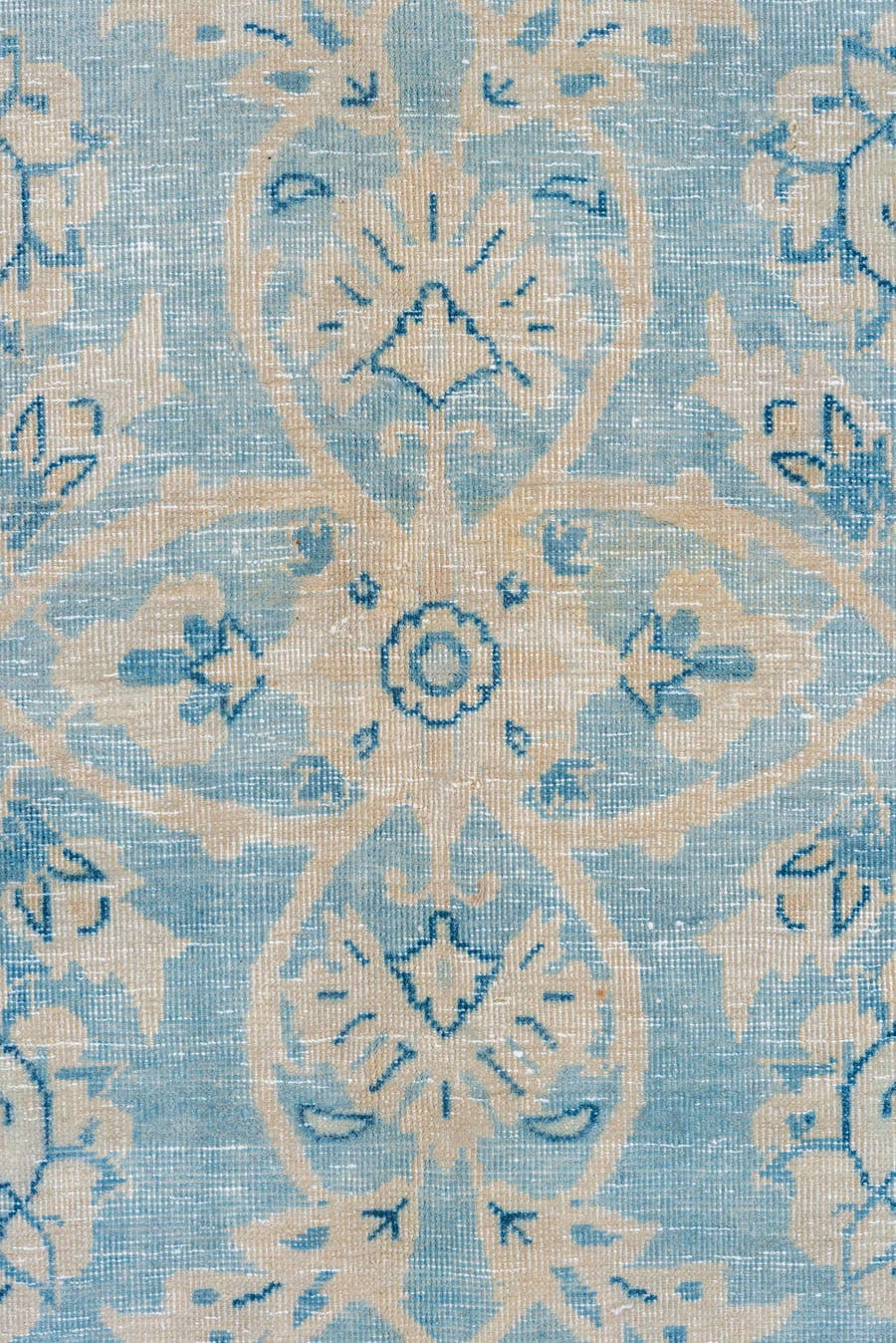 9' x 12' one-of-a-kind handmade vintage Tabriz large size rug. Color palette: sky blue, ivory, cream, beige, taupe