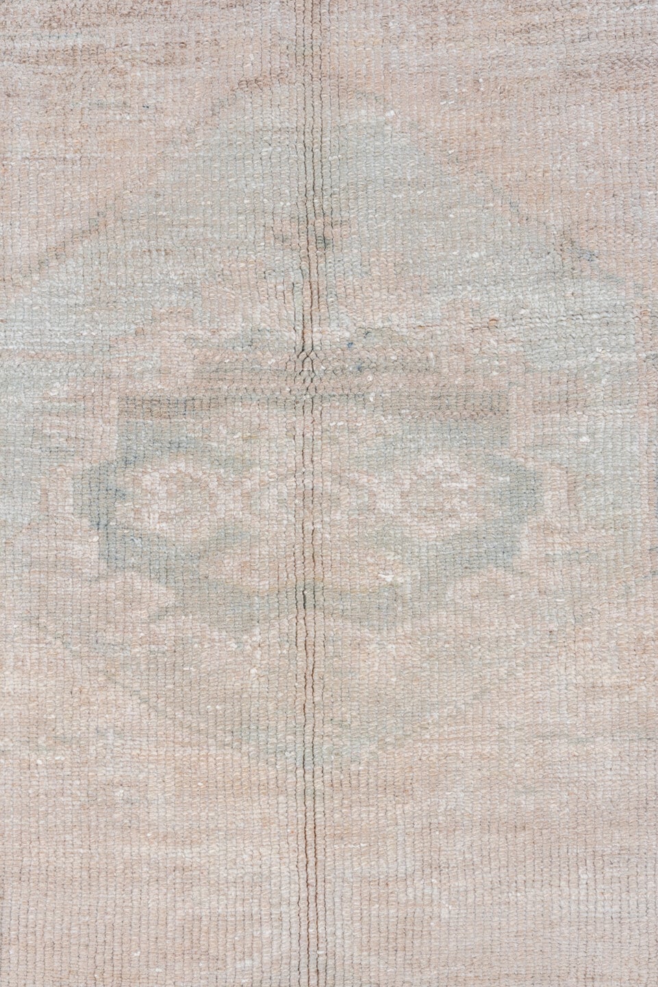 5' x 6' one-of-a-kind handmade vintage Oushak rug. Color palette: beige, ivory, pale blue, taupe, cream, light blue, gray