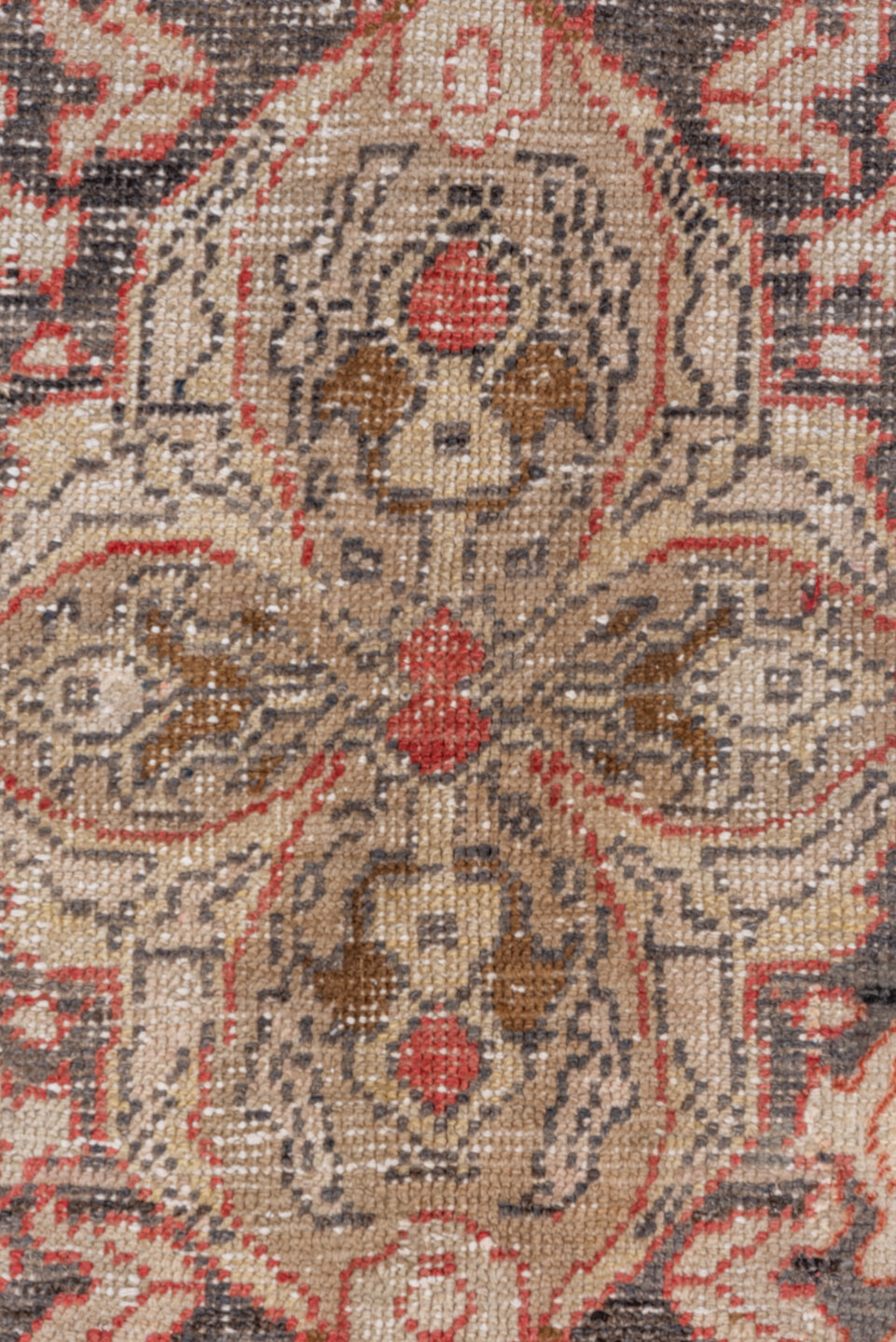 5' x 11' one-of-a-kind handmade vintage Oushak rug. Color palette: terra cotta, ivory, charcoal, taupe, rose, camel, olive