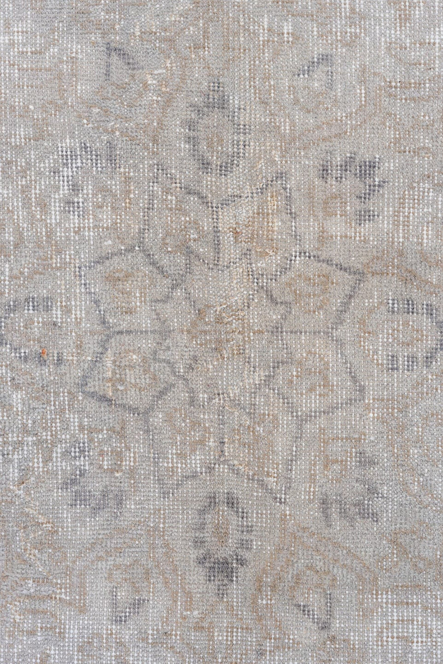 9' x 13' one-of-a-kind handmade vintage Oushak large size rug. Color palette: ivory, powder blue, taupe, beige, slate