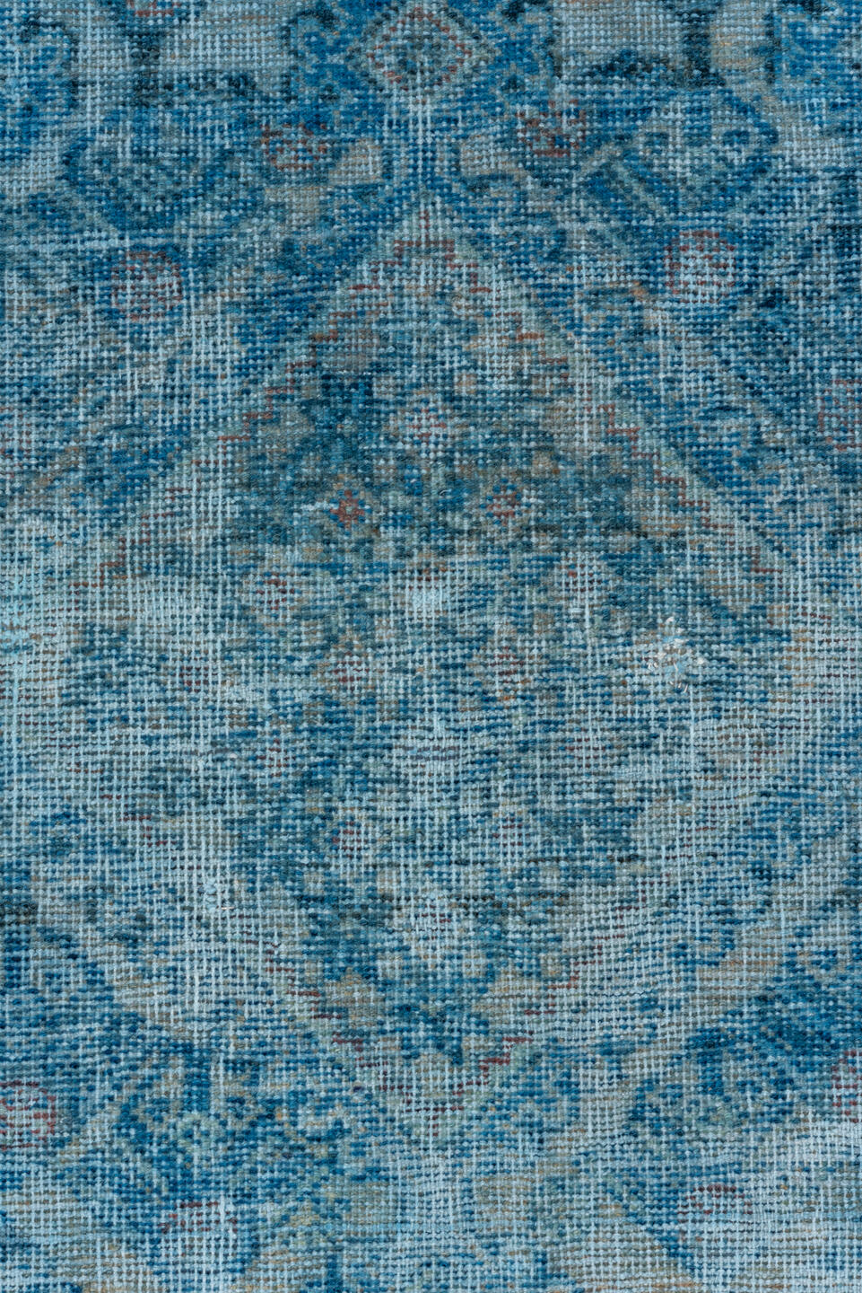 7' x 9' one-of-a-kind handmade vintage Veece rug. Color palette: arapawa, blue, gray, light blue