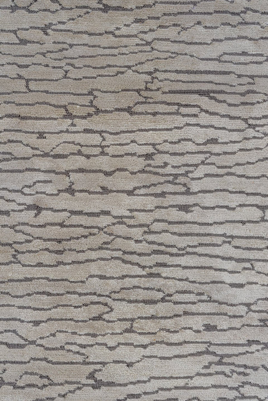 10' x 14' one-of-a-kind handmade vintage Silk large size rug. Color palette: ivory, charcoal, taupe, silver, gray, black