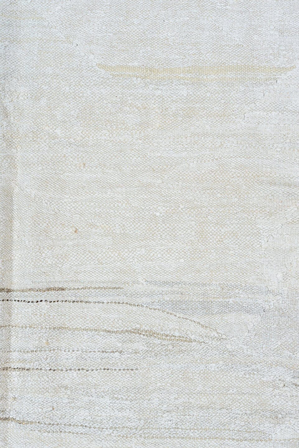 9' x 11' one-of-a-kind handmade vintage Kilim large size rug. Color palette: ivory, brown, taupe, beige, gray