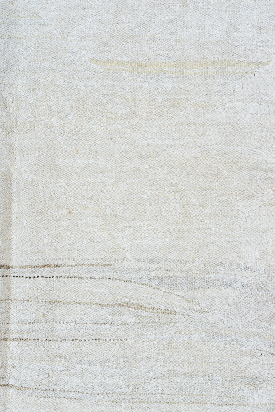 9' x 11' one-of-a-kind handmade vintage Kilim large size rug. Color palette: ivory, brown, taupe, beige, gray