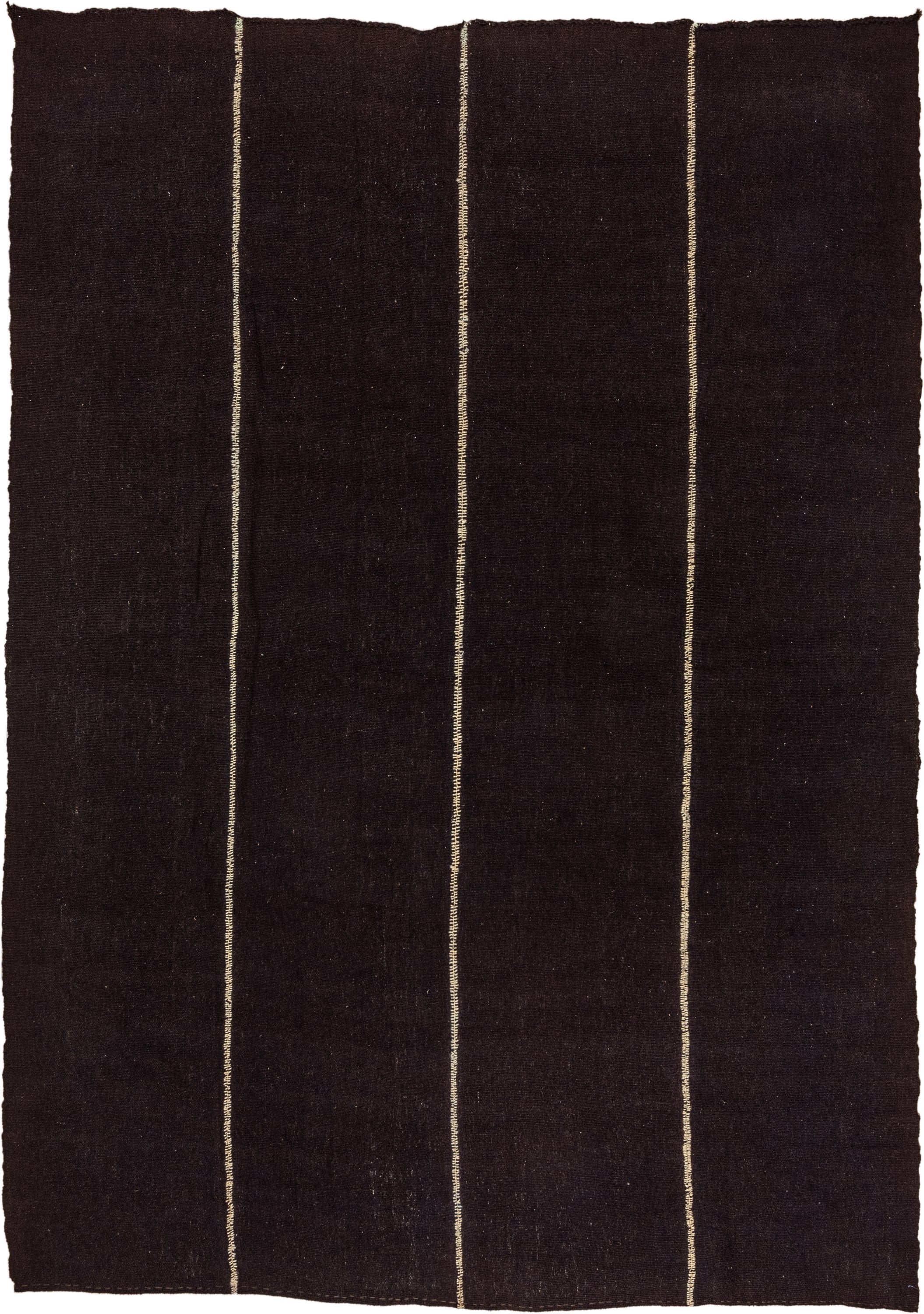 8' x 12' one-of-a-kind handmade vintage Kilim large size rug. Color palette: charcoal, espresso, ivory, gray, black, brown