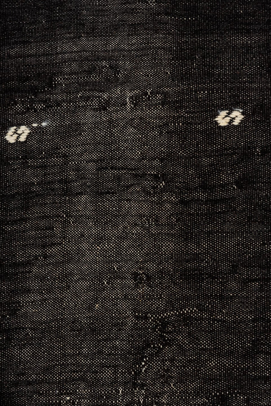 7' x 11' one-of-a-kind handmade vintage Kilim large size rug. Color palette: charcoal, ivory, black, gray