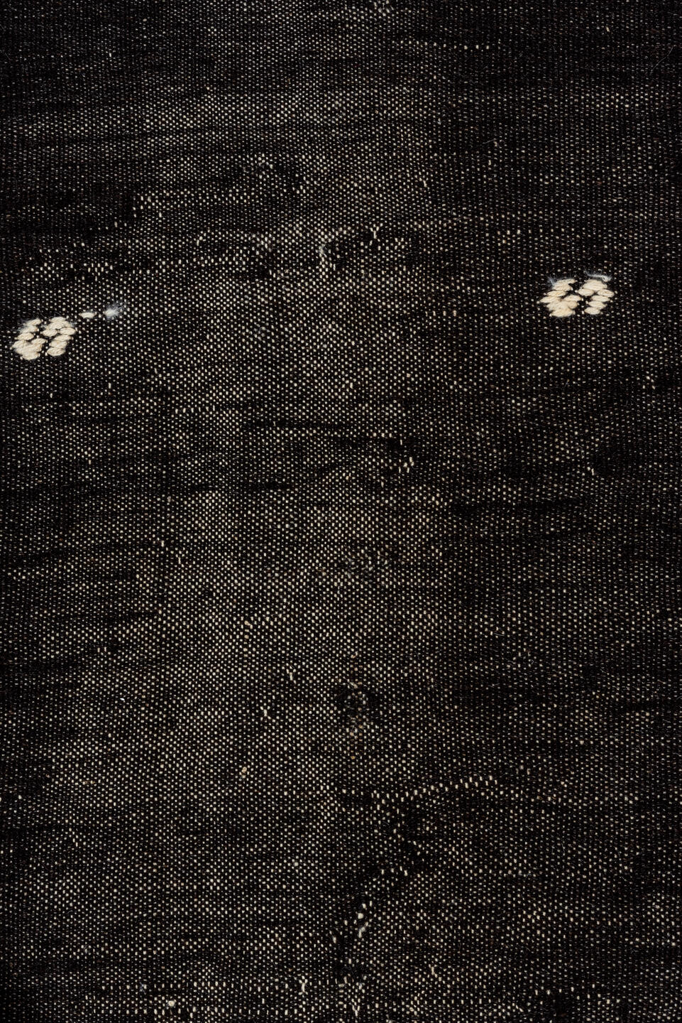 7' x 11' one-of-a-kind handmade vintage Kilim large size rug. Color palette: charcoal, ivory, black, gray