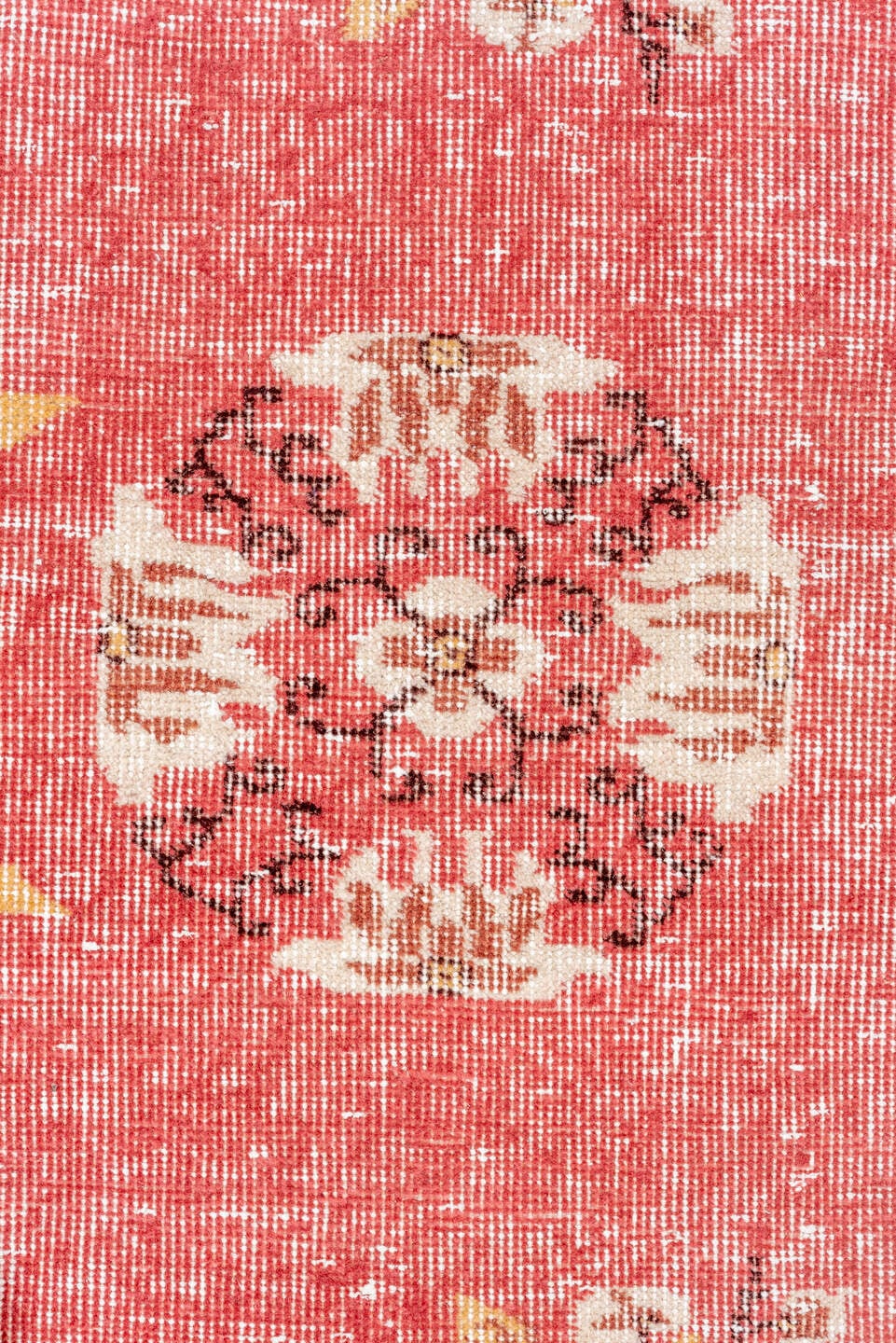 2' x 8' one-of-a-kind handmade vintage Oushak runner rug. Color palette: rose, ivory, rust, gold, brown, taupe, pink, red