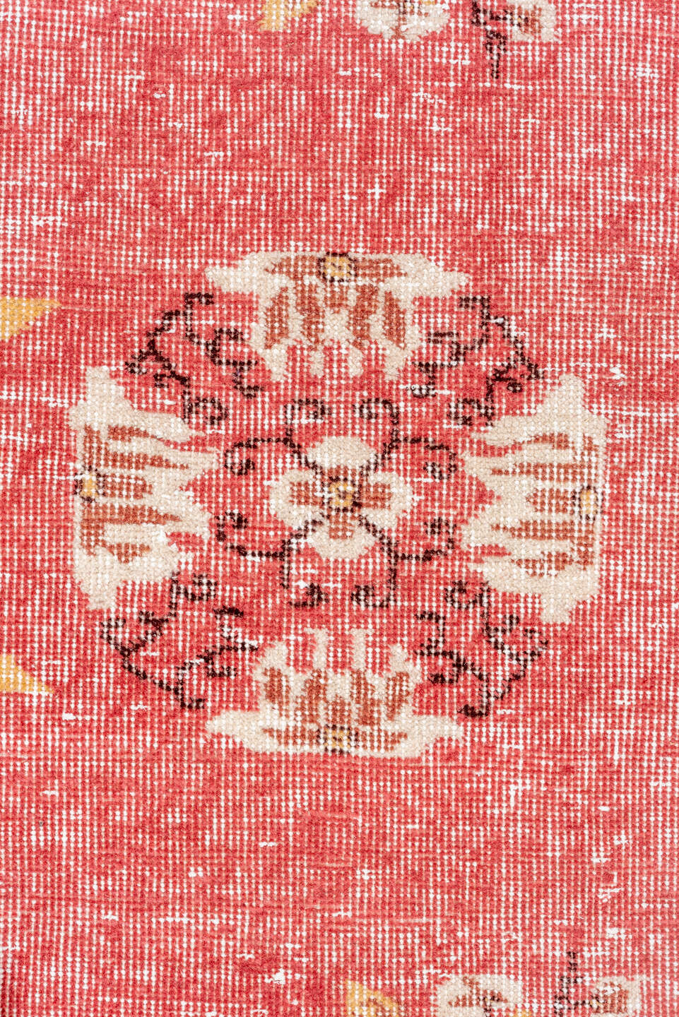 2' x 8' one-of-a-kind handmade vintage Oushak runner rug. Color palette: rose, ivory, rust, gold, brown, taupe, pink, red