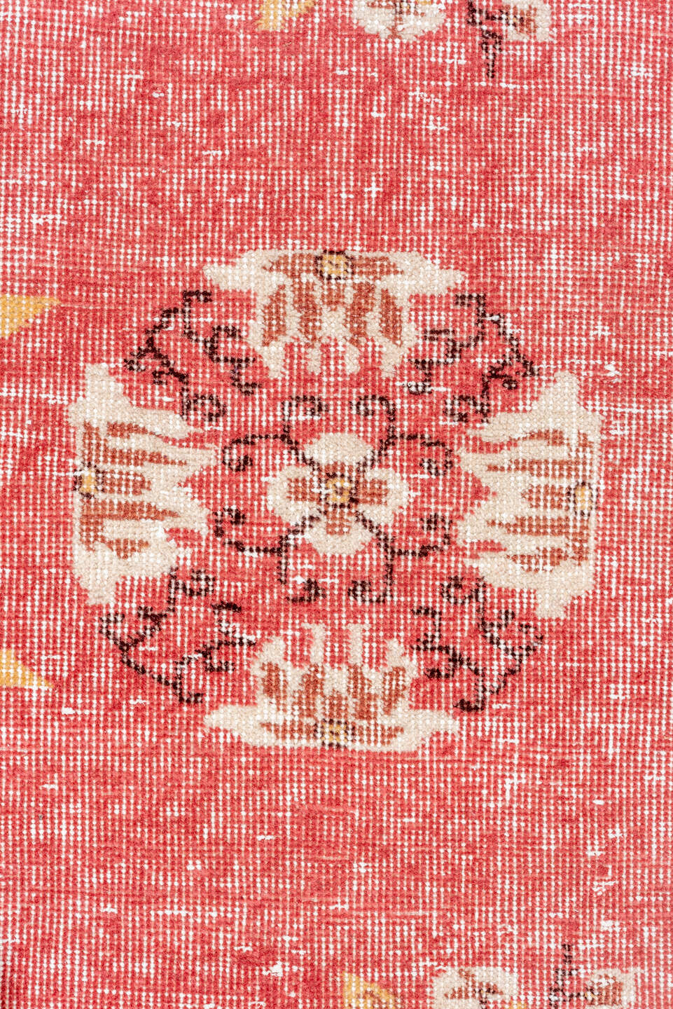 2' x 8' one-of-a-kind handmade vintage Oushak runner rug. Color palette: rose, ivory, rust, gold, brown, taupe, pink, red