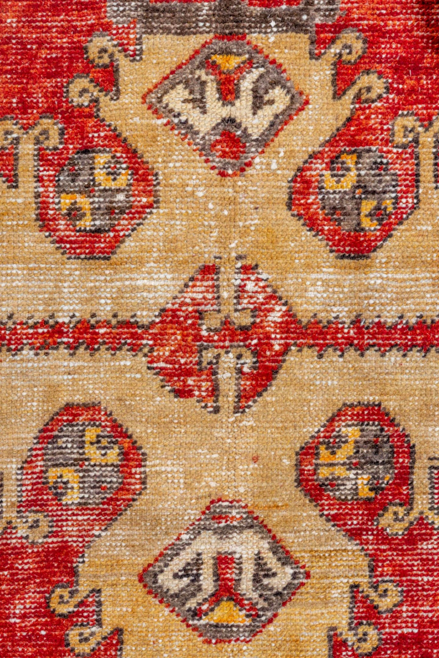 2' x 8' one-of-a-kind handmade vintage Oushak runner rug. Color palette: red, charcoal, ivory, gold, rust, taupe, gray