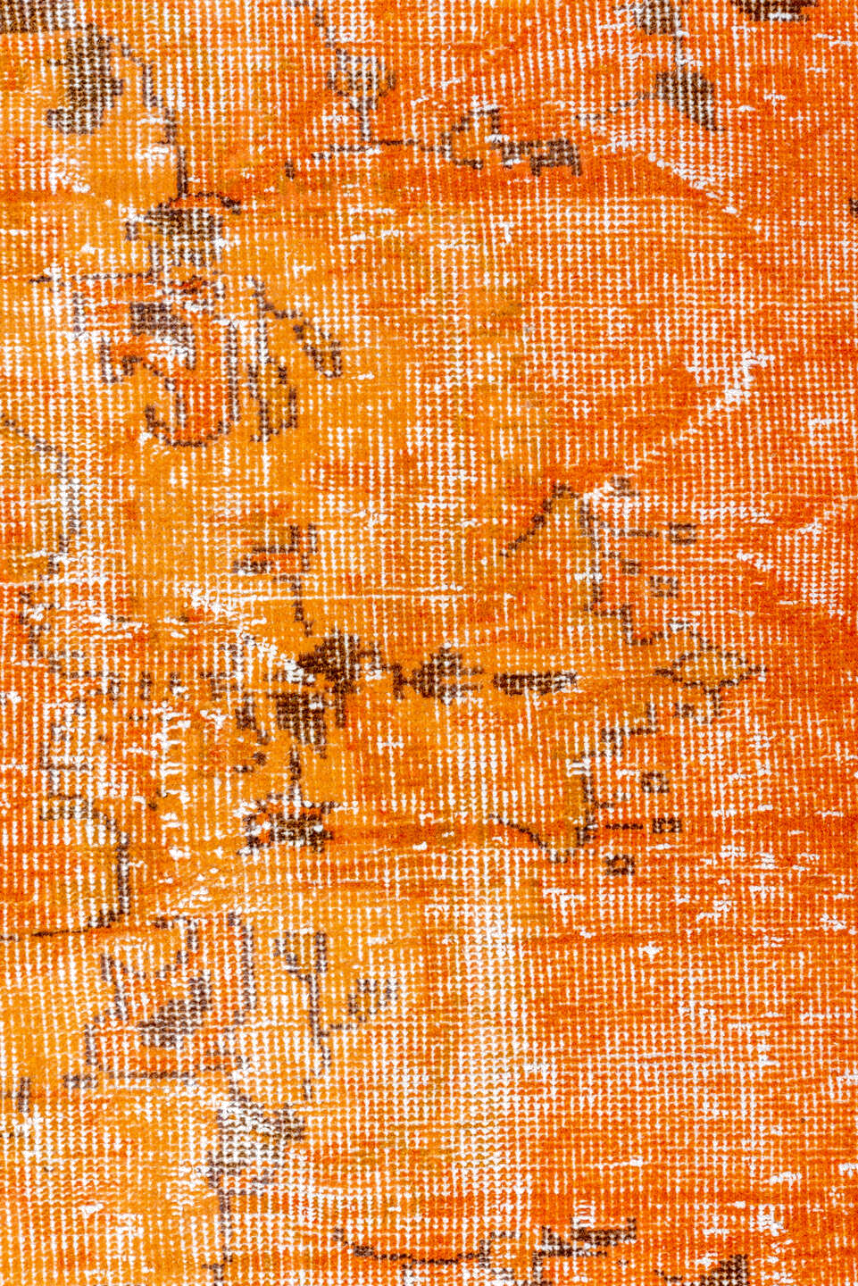 2' x 9' one-of-a-kind handmade vintage Overdyed runner rug. Color palette: bisque, blanched almond, brown, chocolate