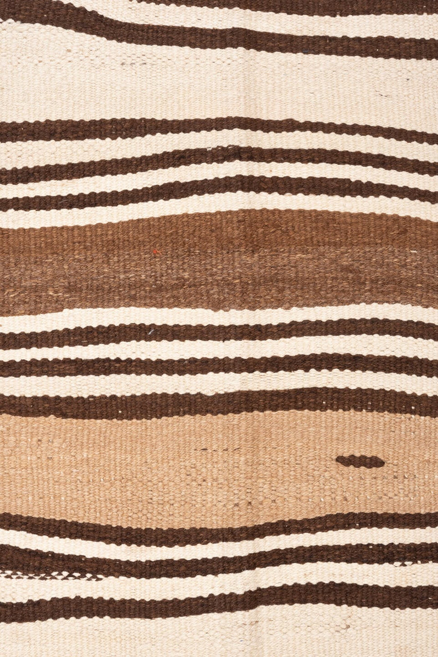 2' x 10' one-of-a-kind handmade vintage Kilim runner rug. Color palette: brown, ivory, camel, taupe, beige, gray