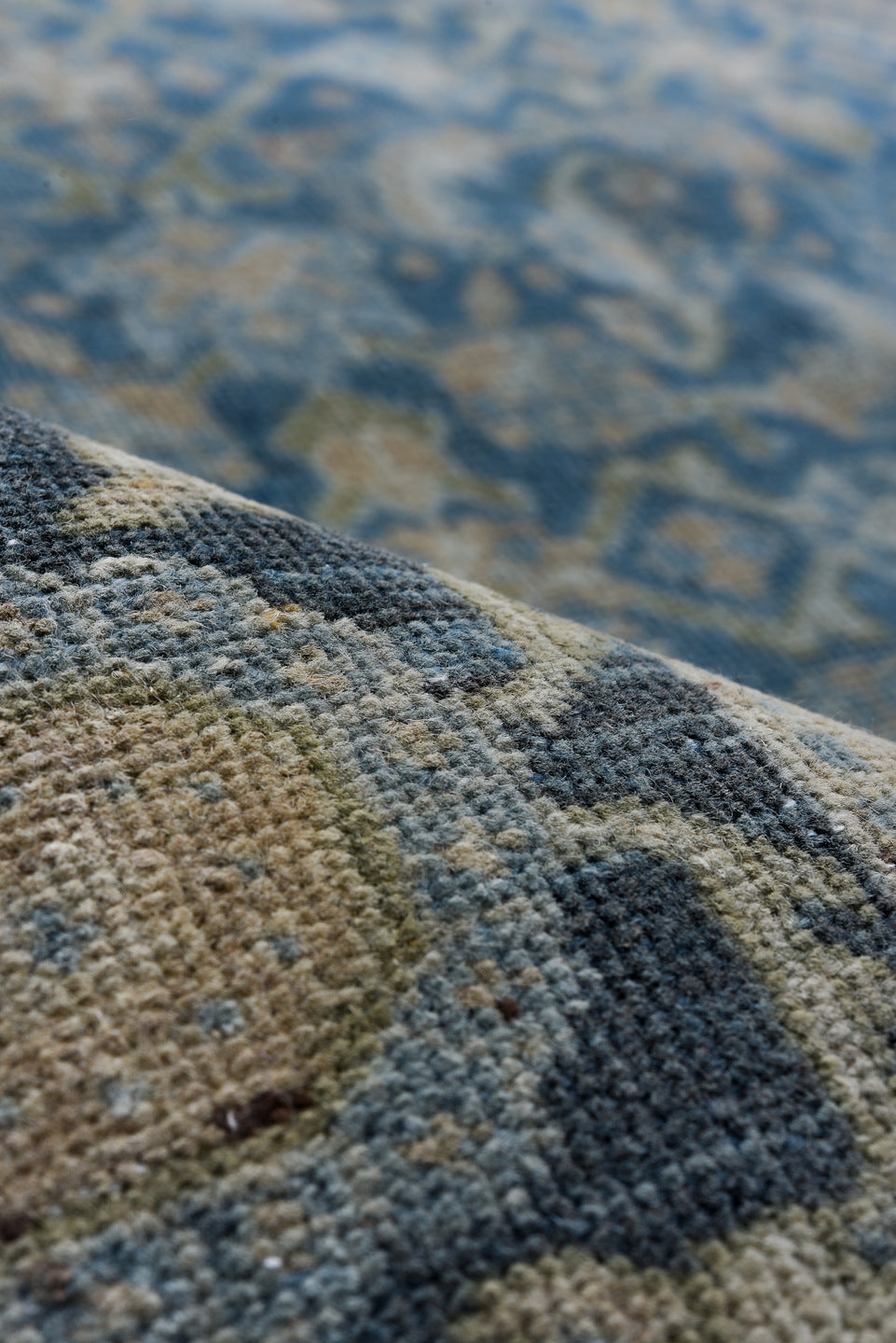 7' x 10' one-of-a-kind handmade vintage Tabriz large size rug. Color palette: arapawa, blue, dark gray, dim gray, fiord