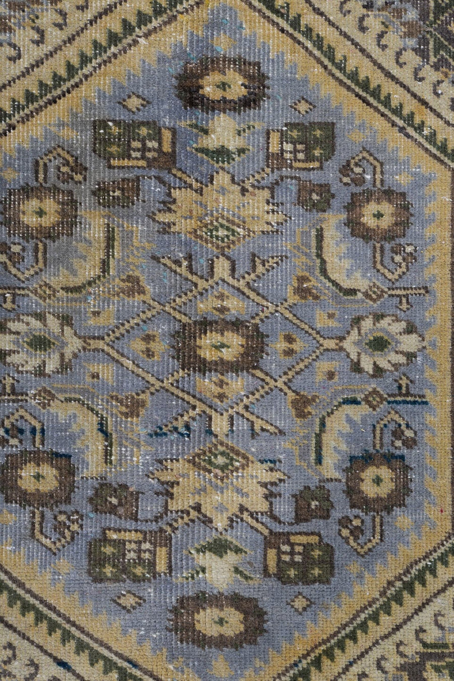 7' x 10' one-of-a-kind handmade vintage Tabriz large size rug. Color palette: taupe, charcoal, ivory, slate, camel, blue