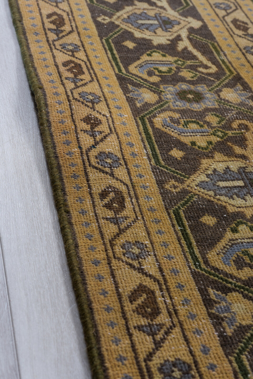 7' x 10' one-of-a-kind handmade vintage Tabriz large size rug. Color palette: taupe, charcoal, ivory, slate, camel, blue