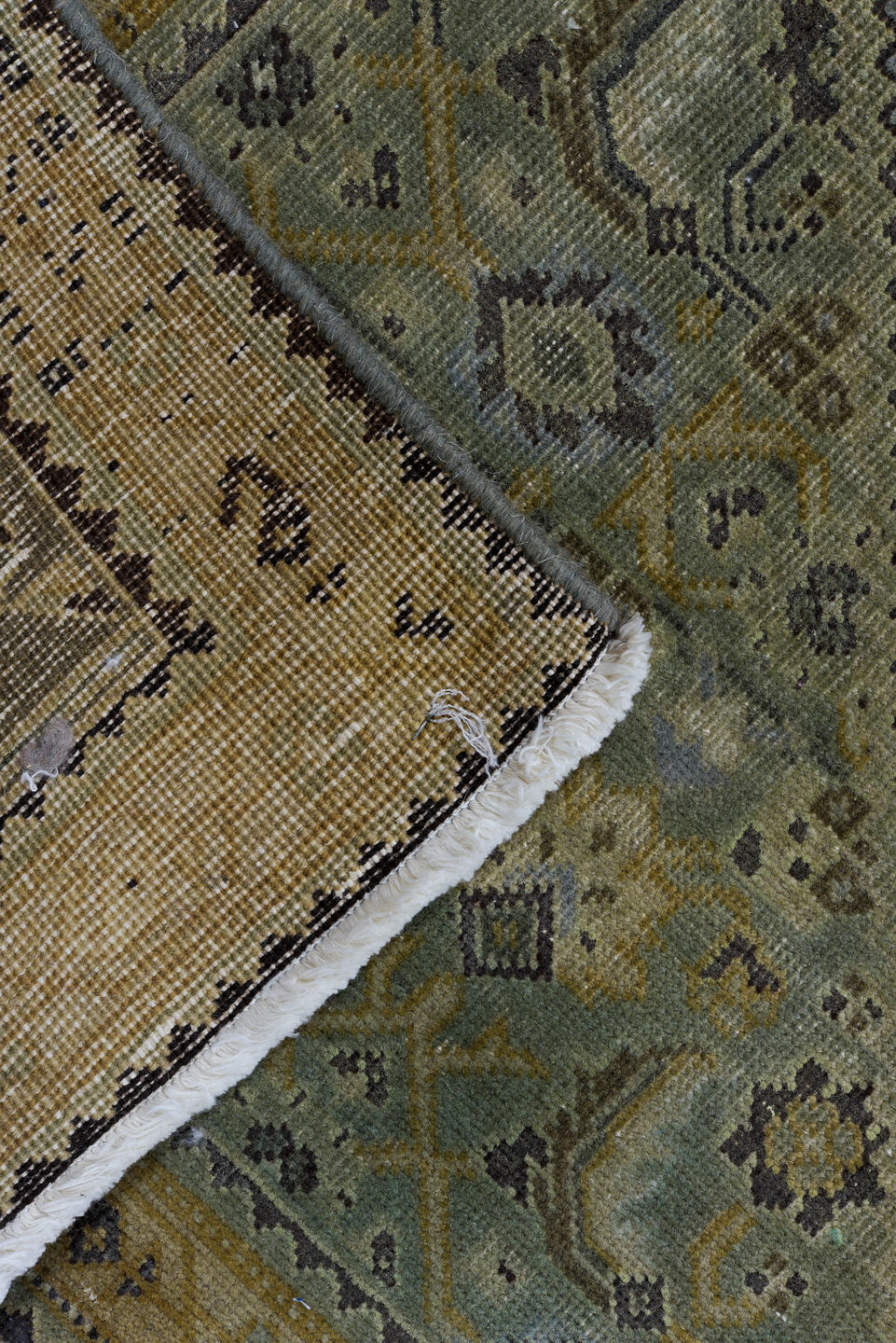 6' x 9' one-of-a-kind handmade vintage Tabriz medium size rug. Color palette: taupe, brown, sage, ivory, camel, slate
