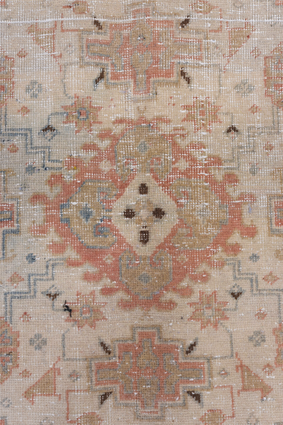 7' x 10' one-of-a-kind handmade vintage Veece large size rug. Color palette: blue, brown, dim gray, gainsboro, gray