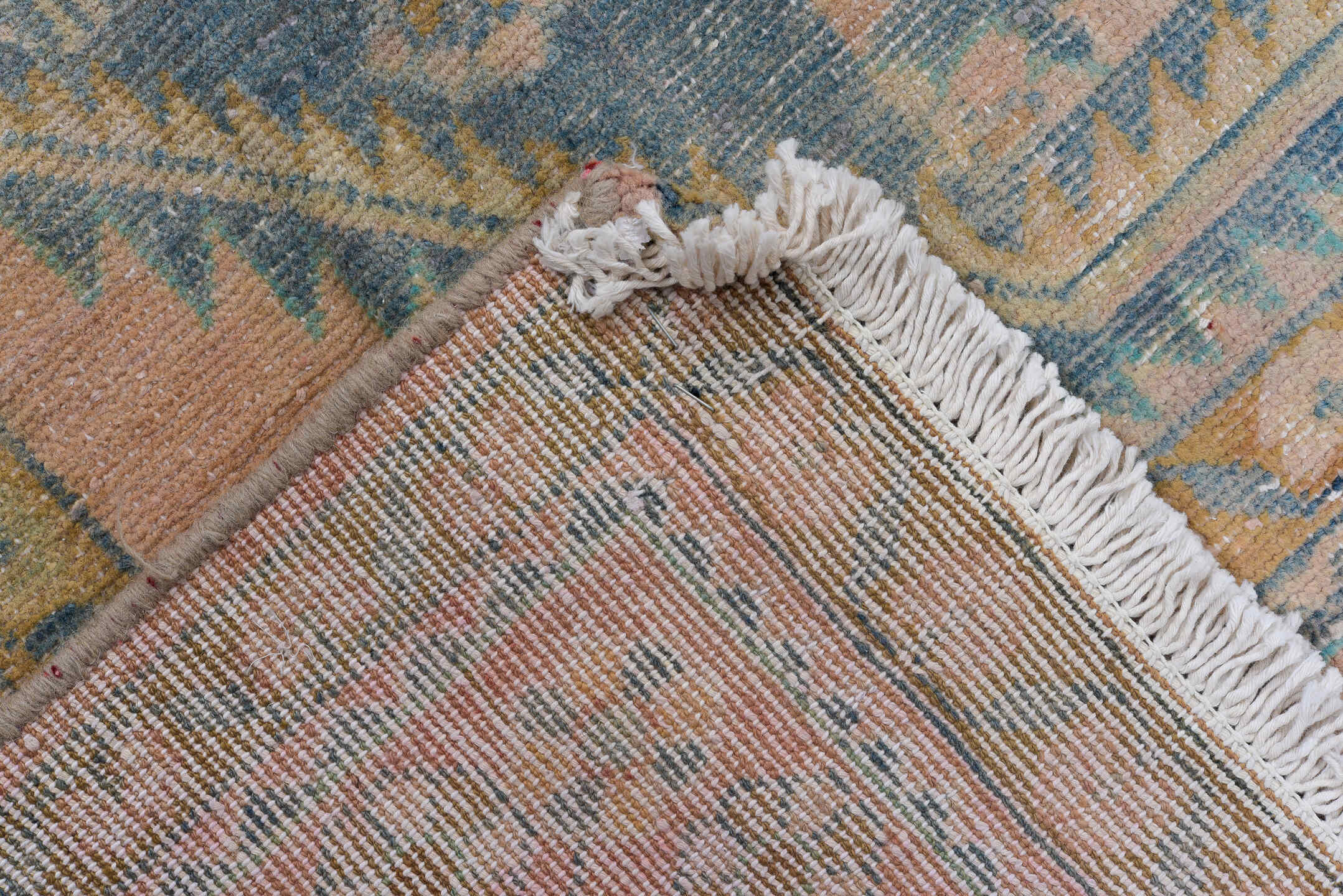 6' x 10' one-of-a-kind handmade vintage Malayer large size rug. Color palette: blue, ivory, blush, taupe, camel, teal, tan