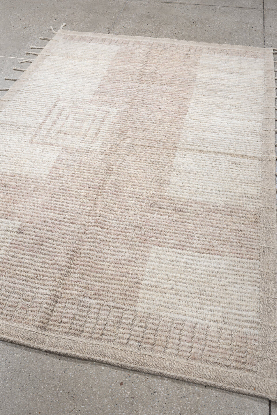 11' x 3' one-of-a-kind handmade vintage Oushak rug. Color palette: ivory, blush, taupe, sand, cream, pink, beige, gray