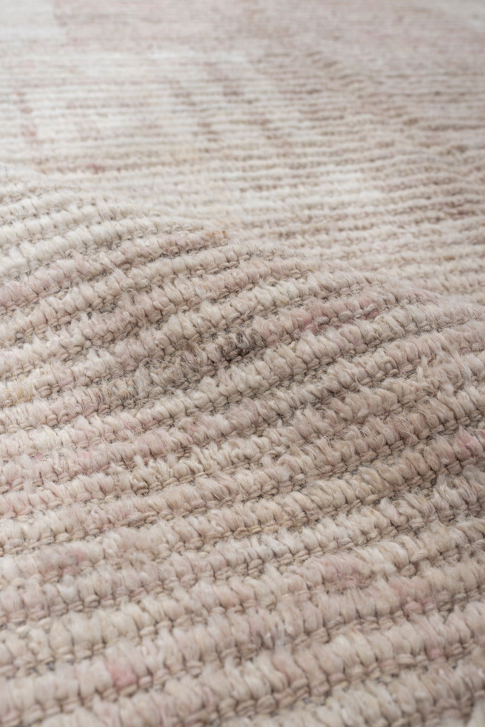 11' x 3' one-of-a-kind handmade vintage Oushak rug. Color palette: ivory, blush, taupe, sand, cream, pink, beige, gray