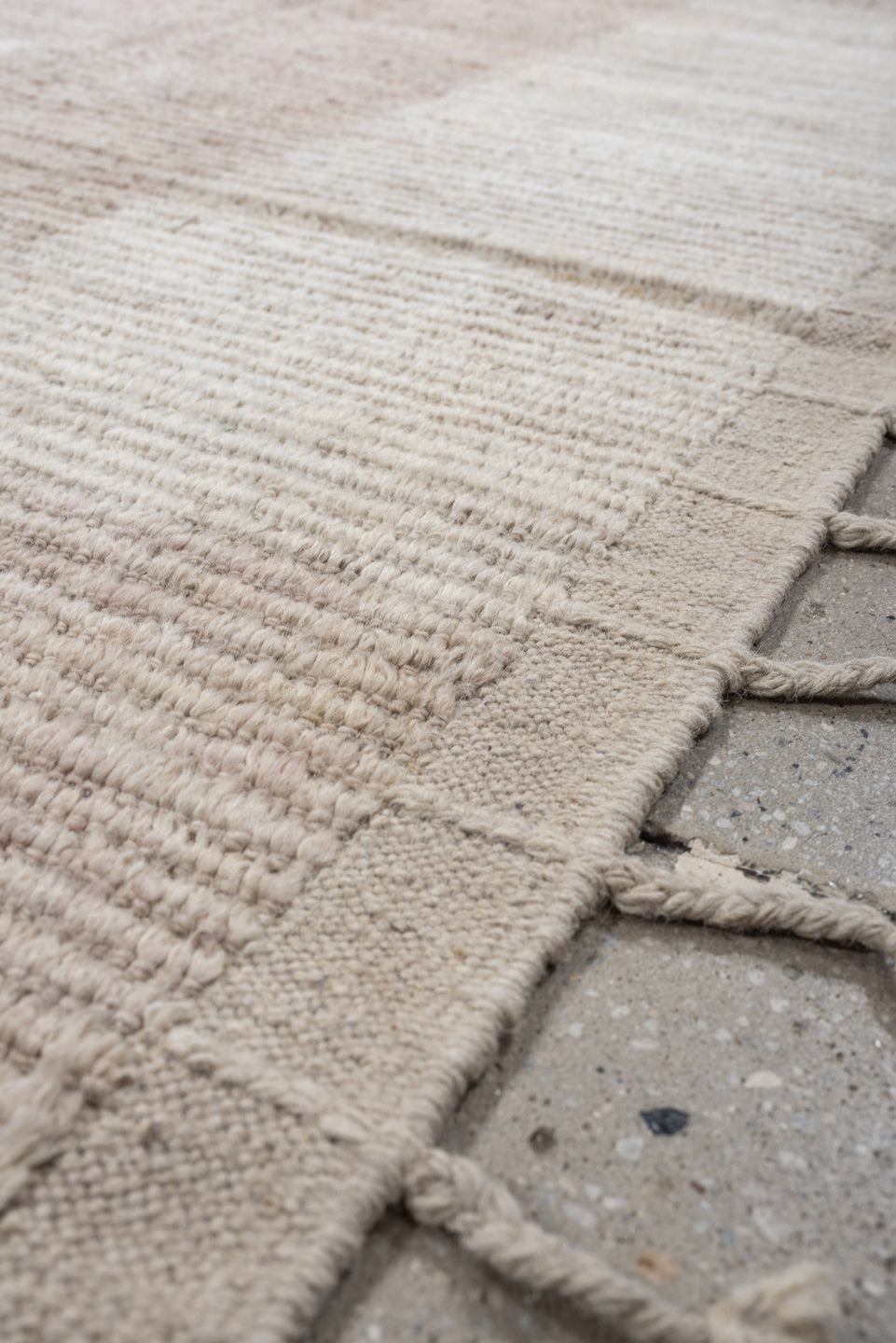 11' x 3' one-of-a-kind handmade vintage Oushak rug. Color palette: ivory, blush, taupe, sand, cream, pink, beige, gray