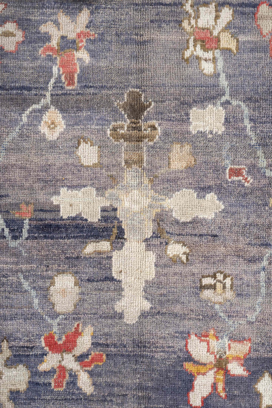 12' x 15' one-of-a-kind handmade vintage Oushak oversize rug. Color palette: slate, ivory, taupe, terracotta, sage, gold