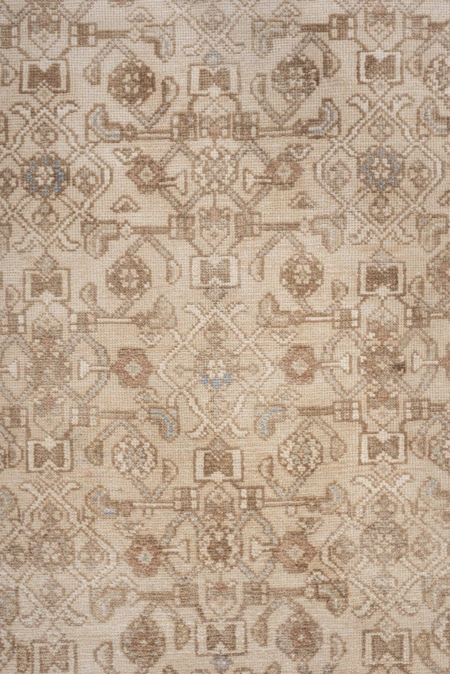 2' x 9' one-of-a-kind handmade antique Hamadan runner rug. Color palette: ivory, camel, taupe, sand, rose, pale_blue, beige