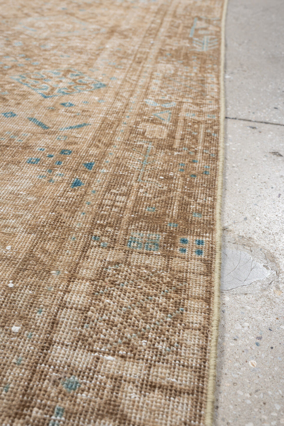 2' x 10' one-of-a-kind handmade antique Sarab runner rug. Color palette: taupe, ivory, sky blue, camel, beige, sand