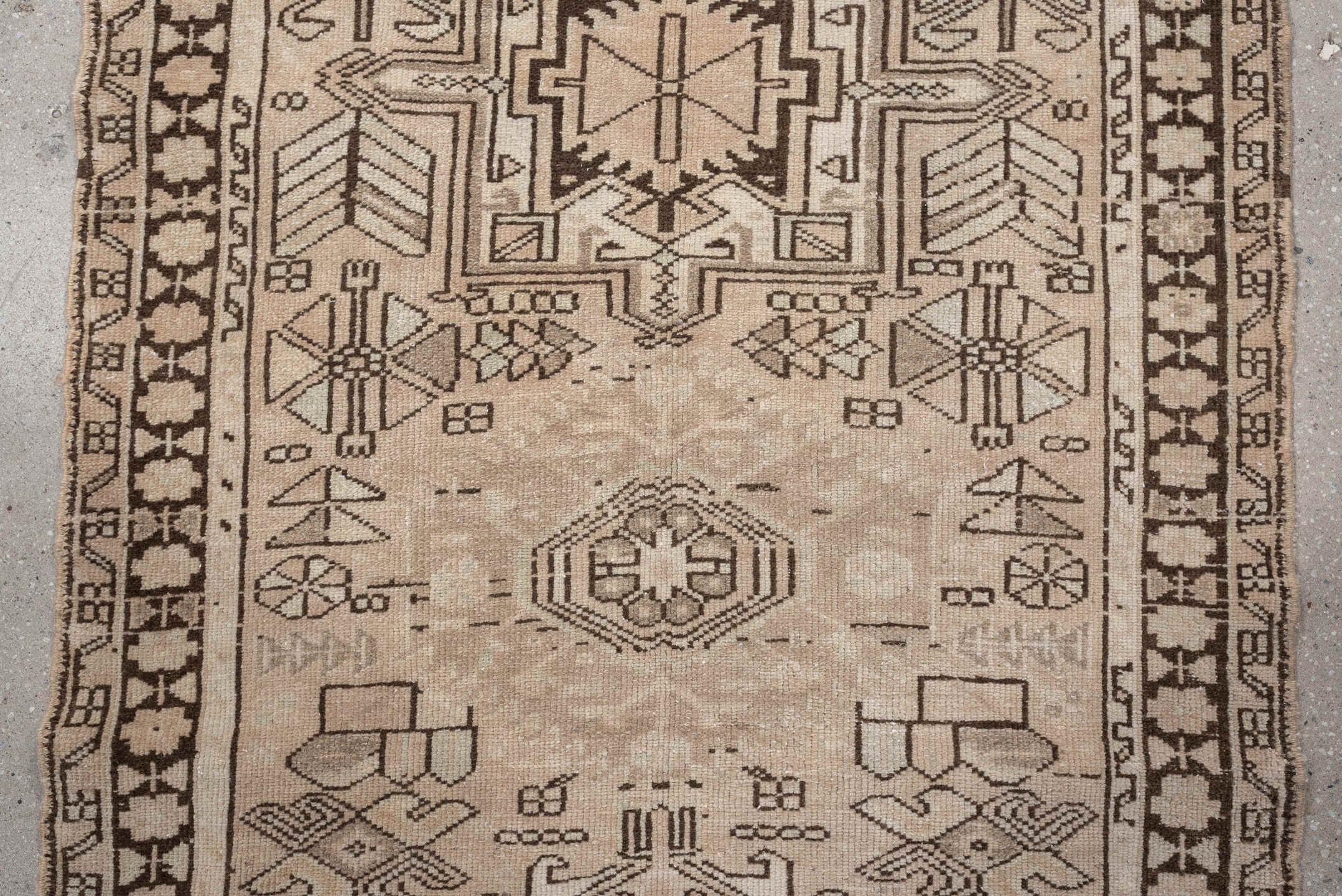 3' x 12' one-of-a-kind handmade antique Malayer runner rug. Color palette: ivory, taupe, brown, camel, charcoal, beige, gray