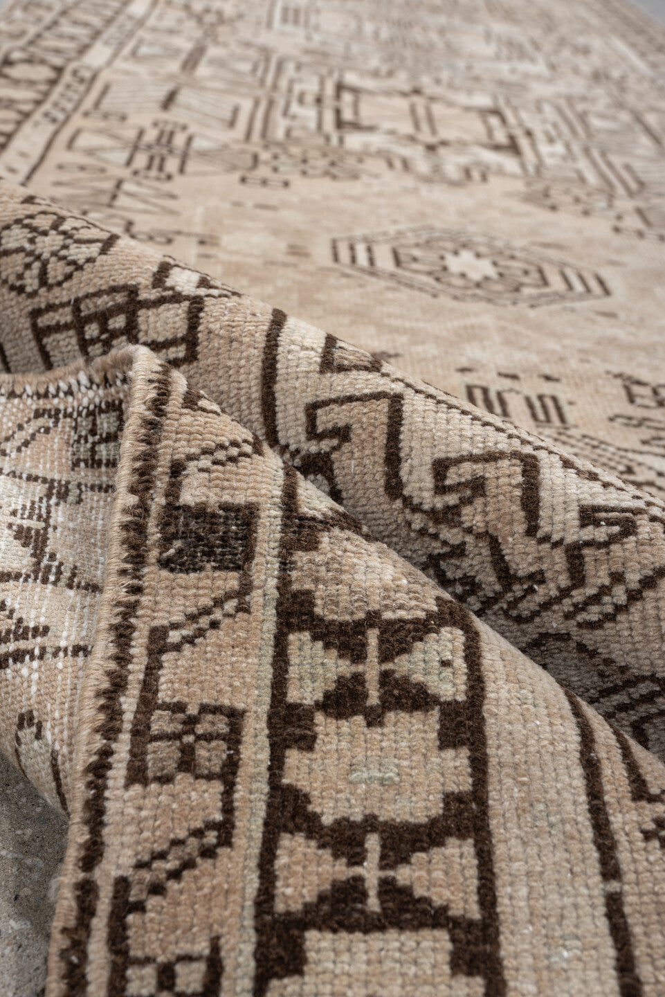 3' x 12' one-of-a-kind handmade antique Malayer runner rug. Color palette: ivory, taupe, brown, camel, charcoal, beige, gray