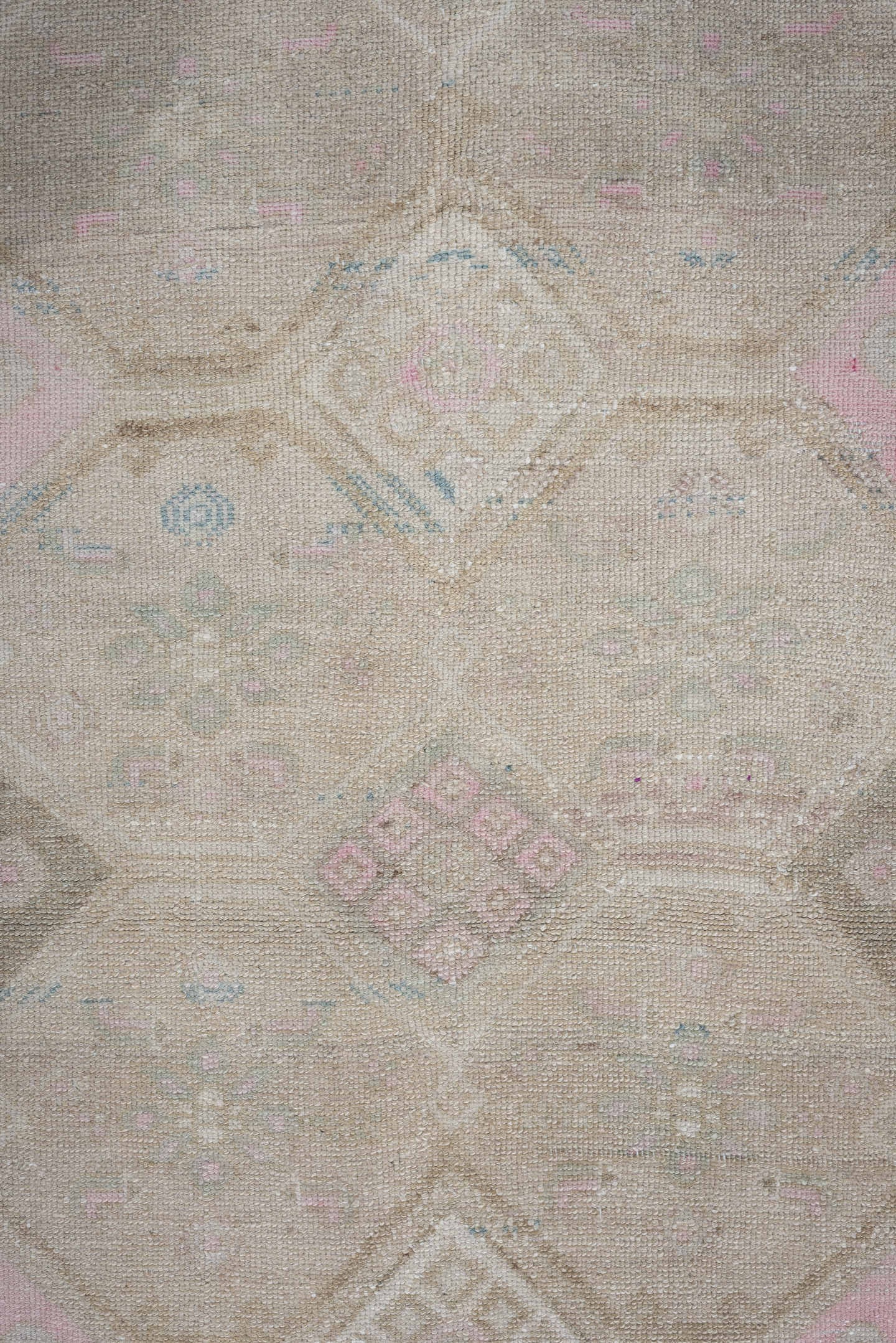 3' x 12' one-of-a-kind handmade antique Hamadan runner rug. Color palette: ivory, taupe, sky blue, blush, camel, sage, rose