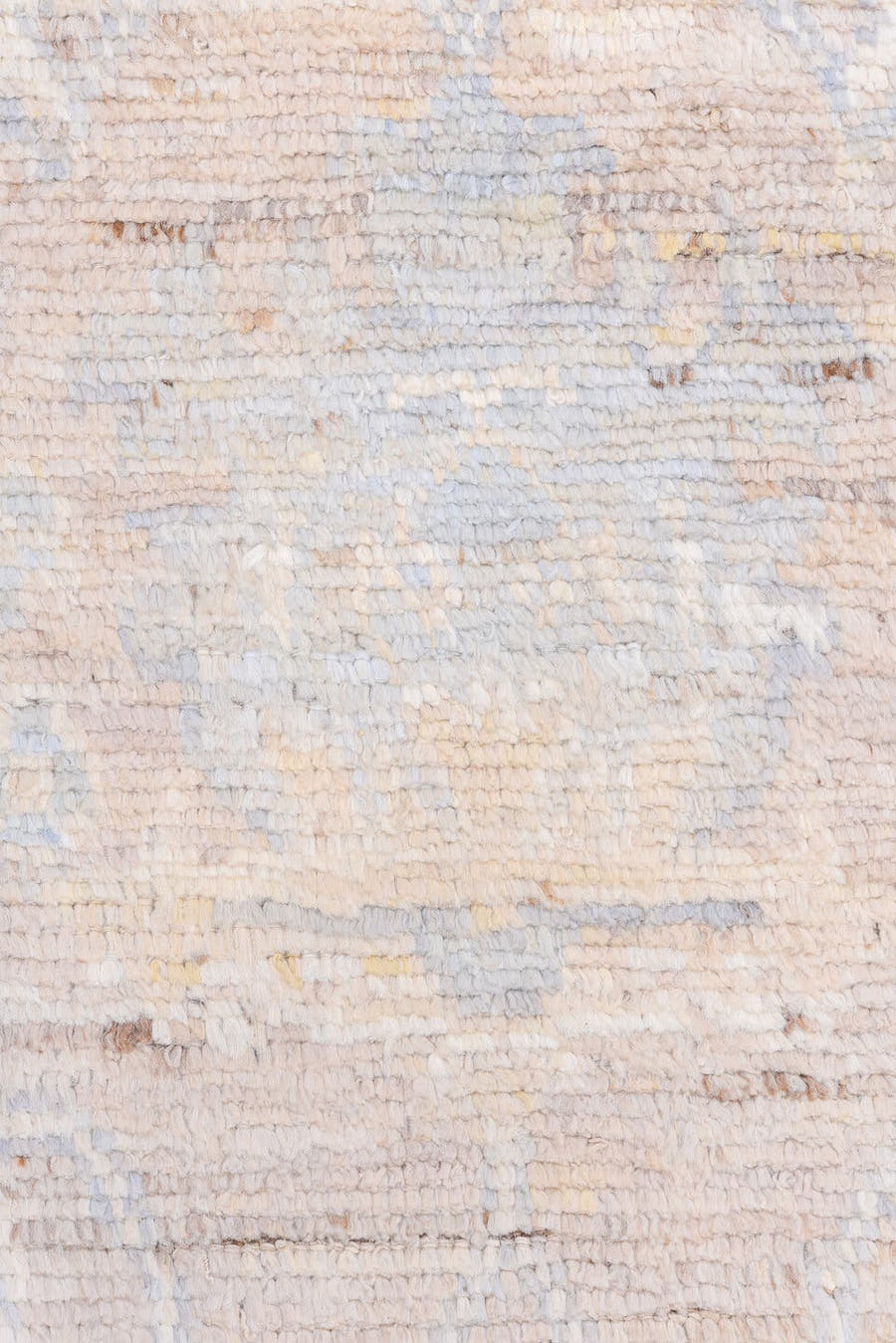 8' x 9' one-of-a-kind handmade vintage Oushak large size rug. Color palette: ivory, beige, pale blue, cream, blush, taupe