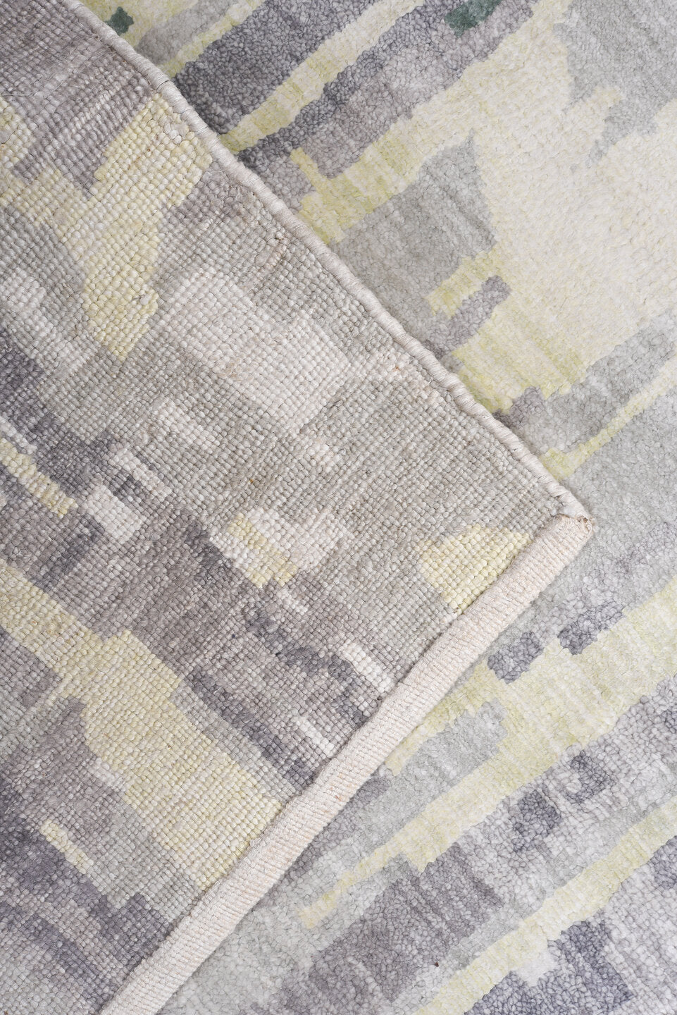 7' x 9' one-of-a-kind handmade vintage Contemporary rug. Color palette: brown, dark gray, gainsboro, gray, light gray