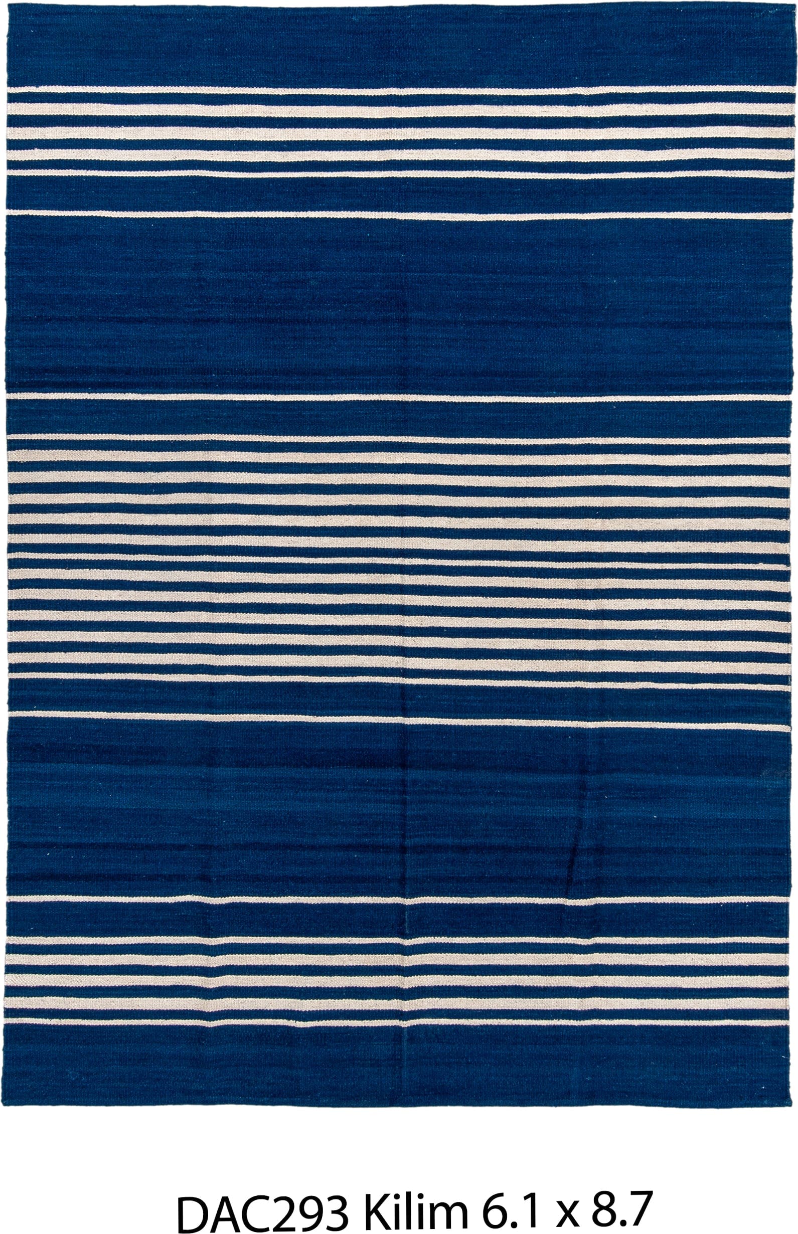 6' x 8' one-of-a-kind handmade vintage Kilim medium size rug. Color palette: indigo, ivory, purple
