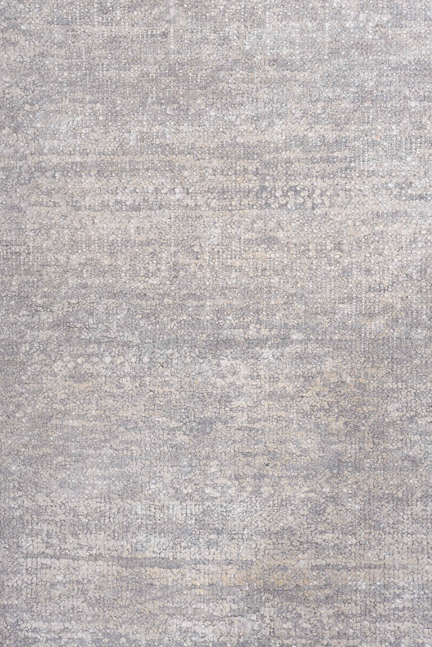 9' x 13' one-of-a-kind handmade vintage Sari Silk large size rug. Color palette: ivory, silver, taupe, cream, pale gray