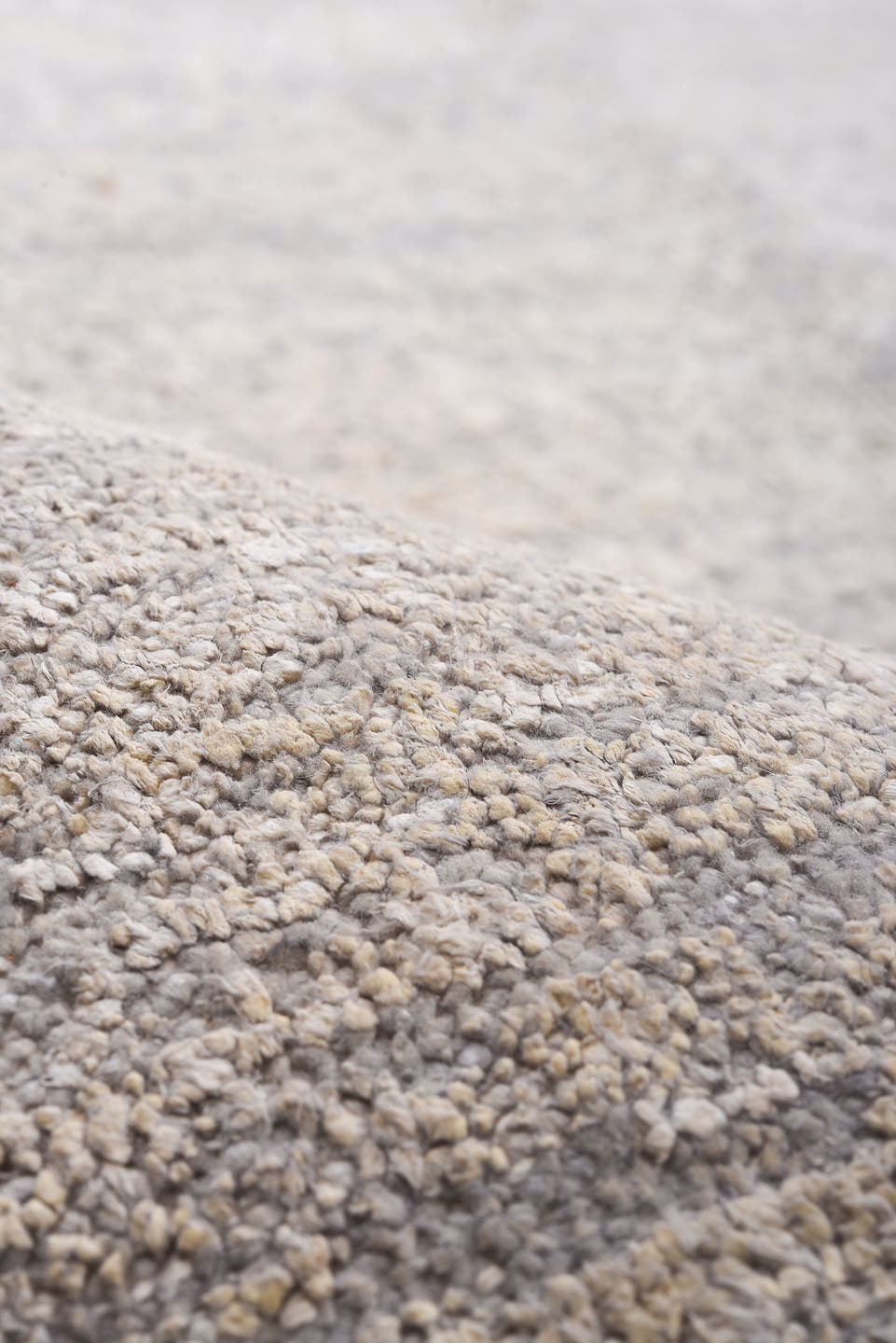 9' x 13' one-of-a-kind handmade vintage Sari Silk large size rug. Color palette: ivory, silver, taupe, cream, pale gray