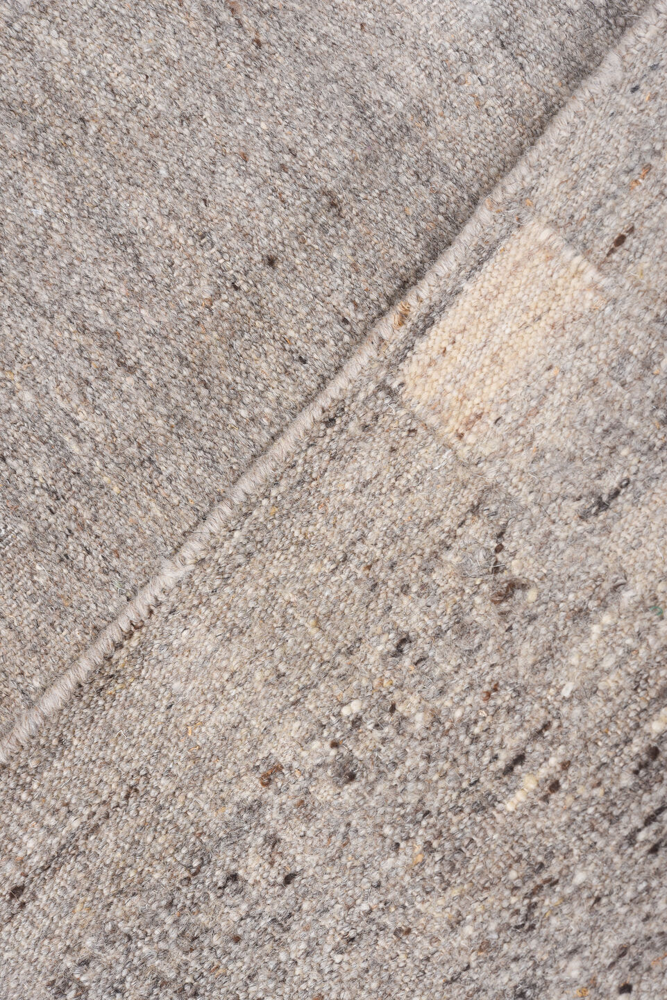 8' x 9' one-of-a-kind handmade vintage Kilim rug. Color palette: gray, light gray, off-white, pink