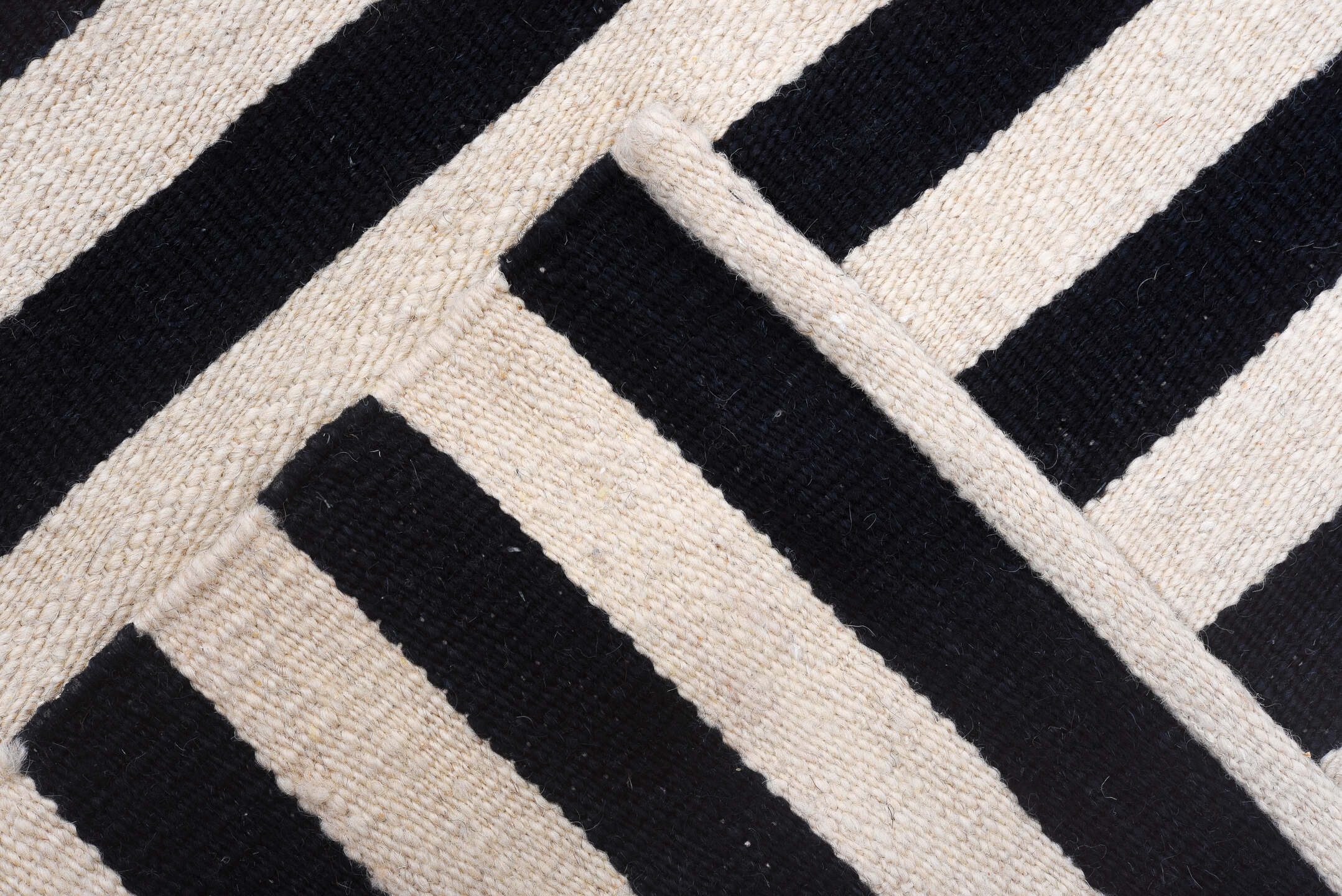 7' x 9' one-of-a-kind handmade vintage Kilim rug. Color palette: black, brown, gainsboro, gray, light gray, linen, off-white