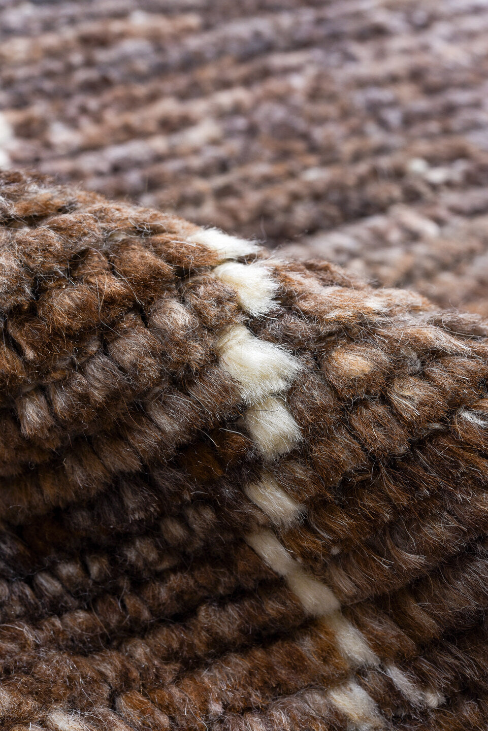 10' x 12' one-of-a-kind handmade vintage Tulu large size rug. Color palette: brown, taupe, ivory, charcoal, camel, beige