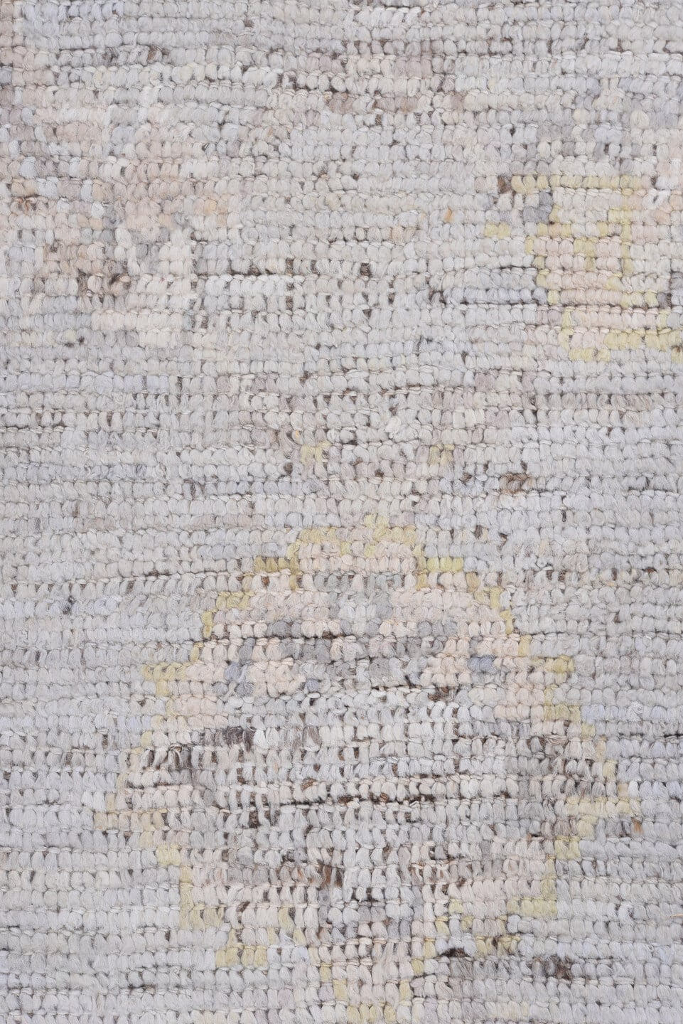 8' x 10' one-of-a-kind handmade vintage Tulu large size rug. Color palette: ivory, taupe, pale blue, cream, gold, beige