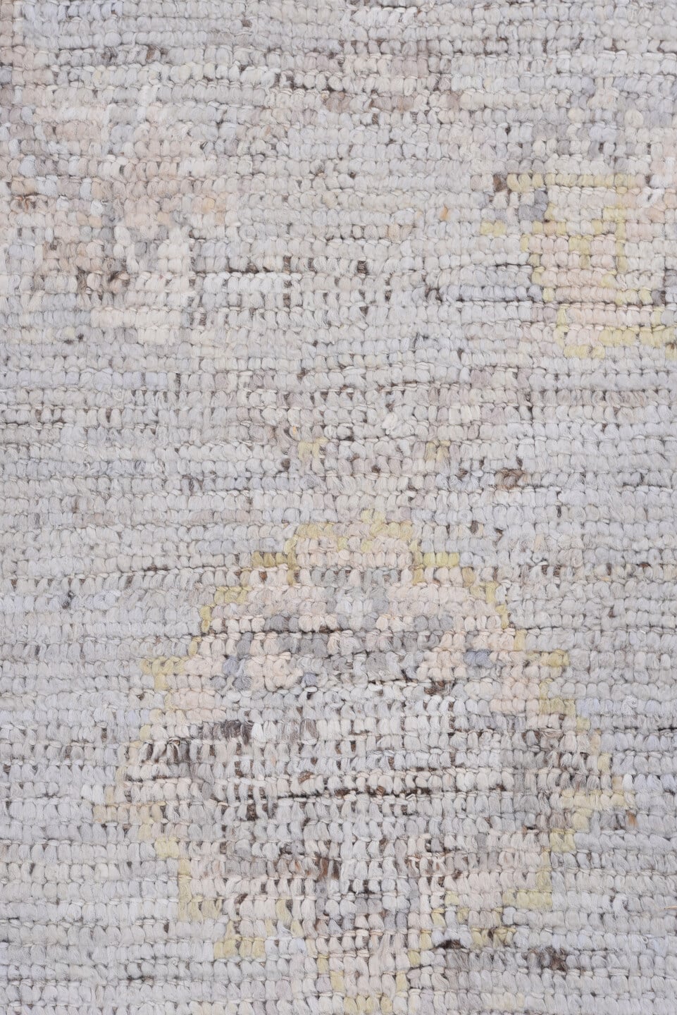 8' x 10' one-of-a-kind handmade vintage Tulu large size rug. Color palette: ivory, taupe, pale blue, cream, gold, beige
