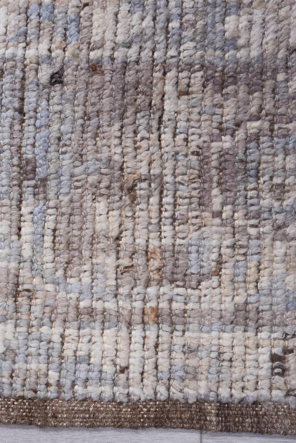 8' x 9' one-of-a-kind handmade vintage Tulu rug. Color palette: taupe, ivory, blush, pale blue, beige, brown, gray, pink