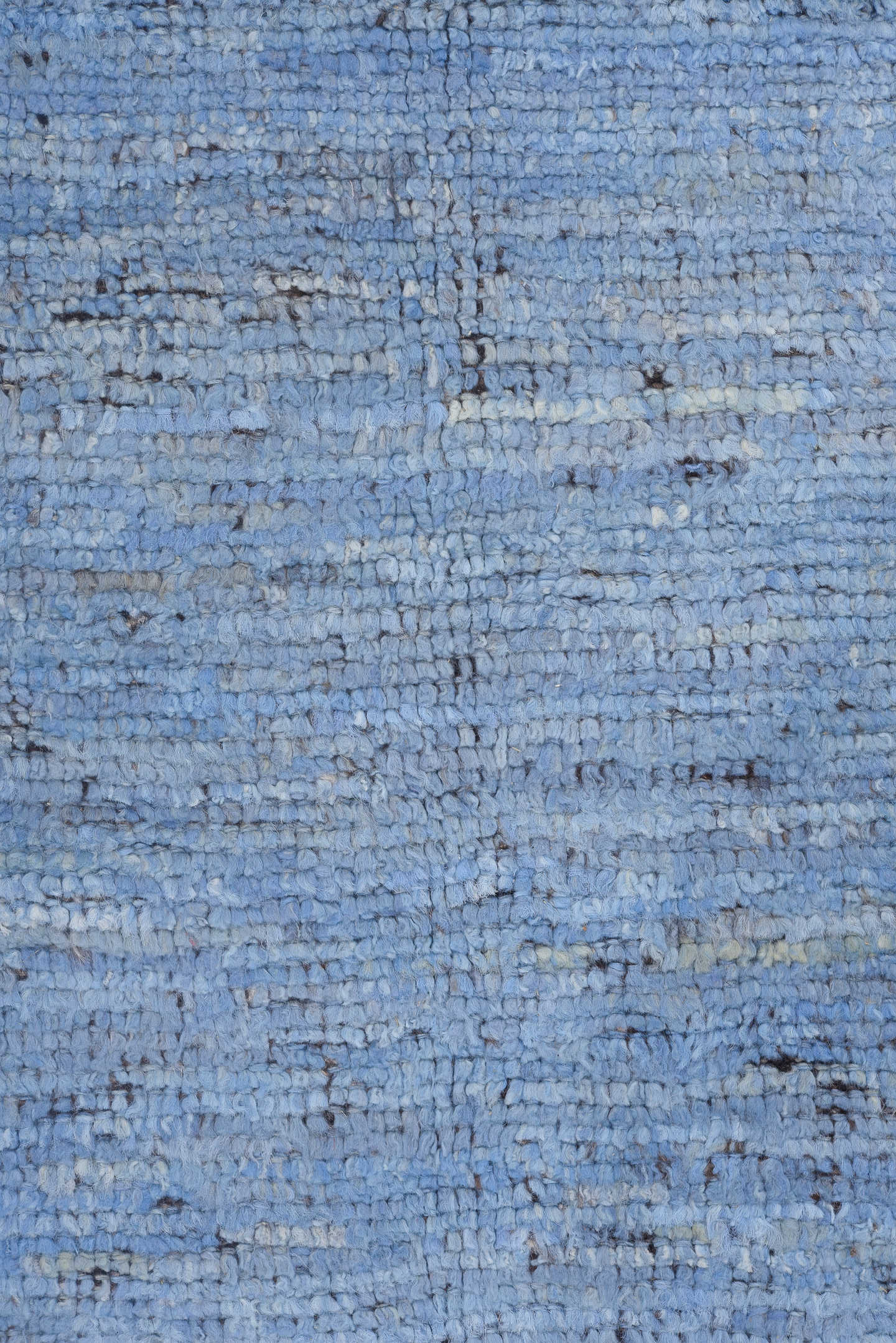 9' x 11' one-of-a-kind handmade vintage Tulu large size rug. Color palette: sky blue, brown, ivory, slate, light blue, gray