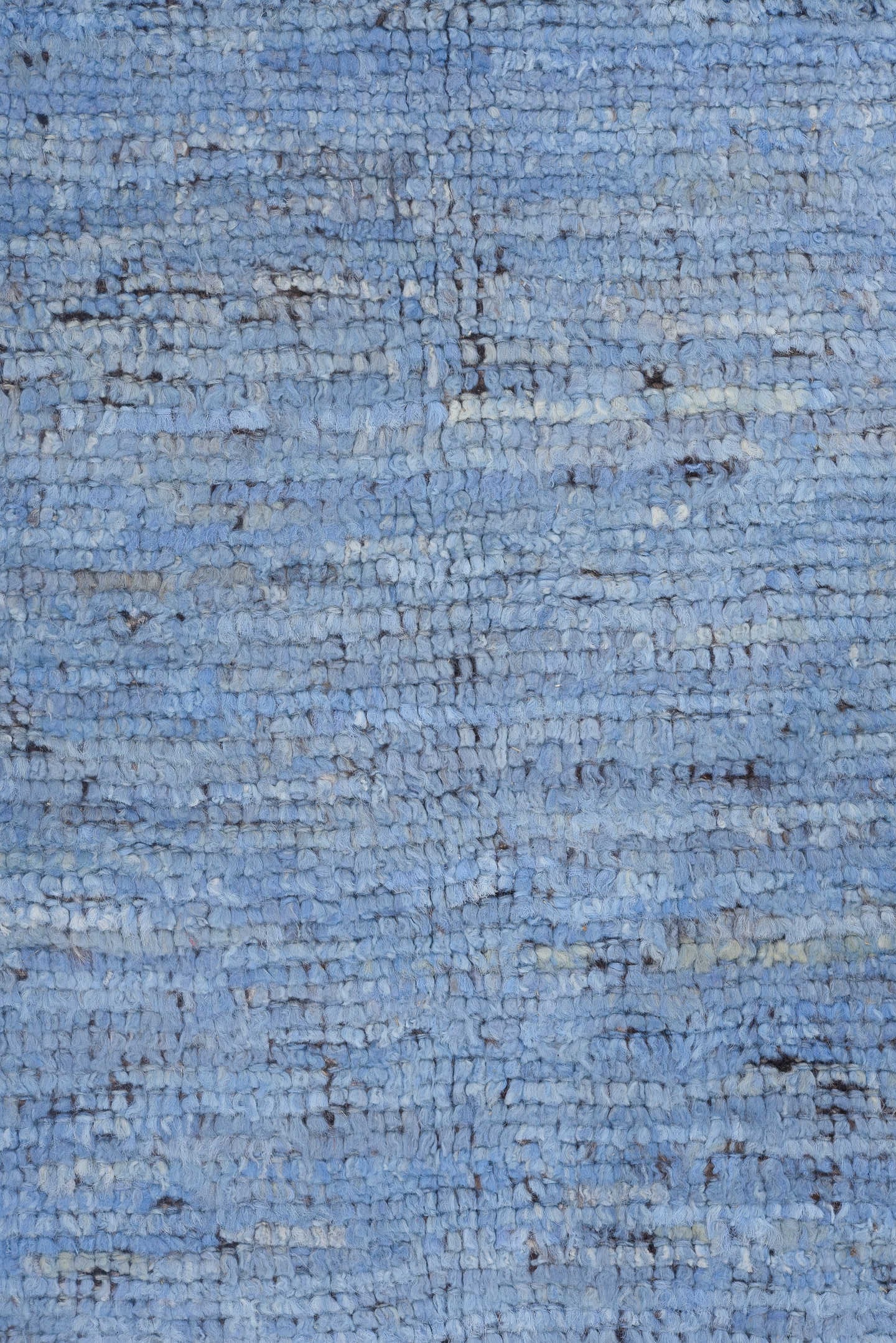 9' x 11' one-of-a-kind handmade vintage Tulu large size rug. Color palette: sky blue, brown, ivory, slate, light blue, gray