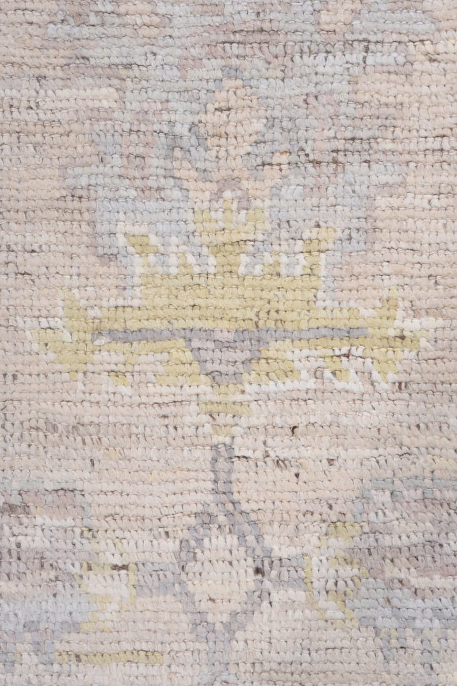 8' x 9' one-of-a-kind handmade vintage Tulu rug. Color palette: ivory, taupe, blush, sage, soft_gold, gray, beige, pink