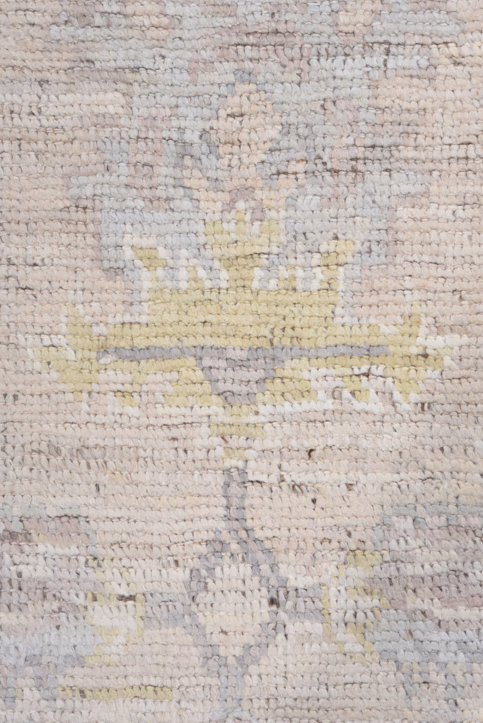 8' x 9' one-of-a-kind handmade vintage Tulu rug. Color palette: ivory, taupe, blush, sage, soft_gold, gray, beige, pink